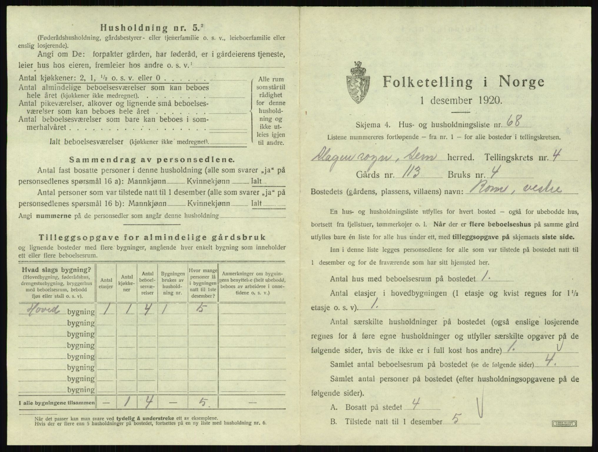 SAKO, Folketelling 1920 for 0721 Sem herred, 1920, s. 879