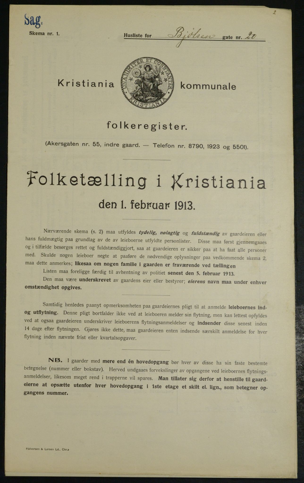 OBA, Kommunal folketelling 1.2.1913 for Kristiania, 1913, s. 6436