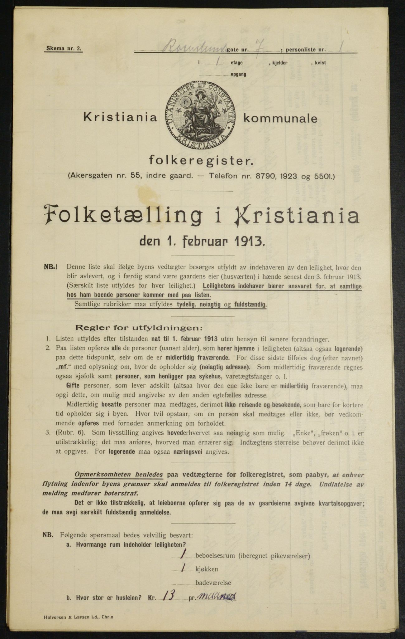 OBA, Kommunal folketelling 1.2.1913 for Kristiania, 1913, s. 84027