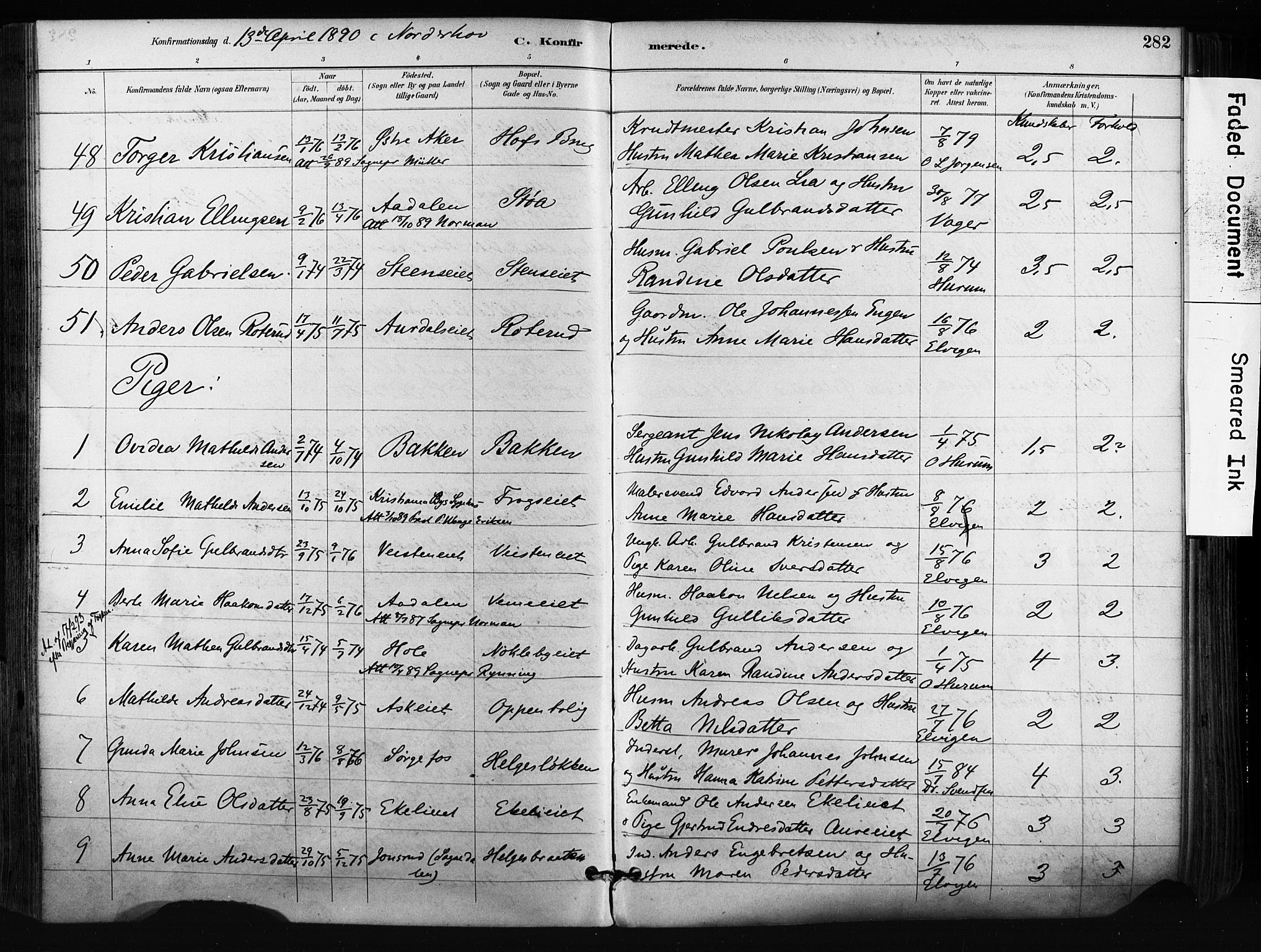 Norderhov kirkebøker, AV/SAKO-A-237/F/Fa/L0016: Ministerialbok nr. 16, 1885-1902, s. 282