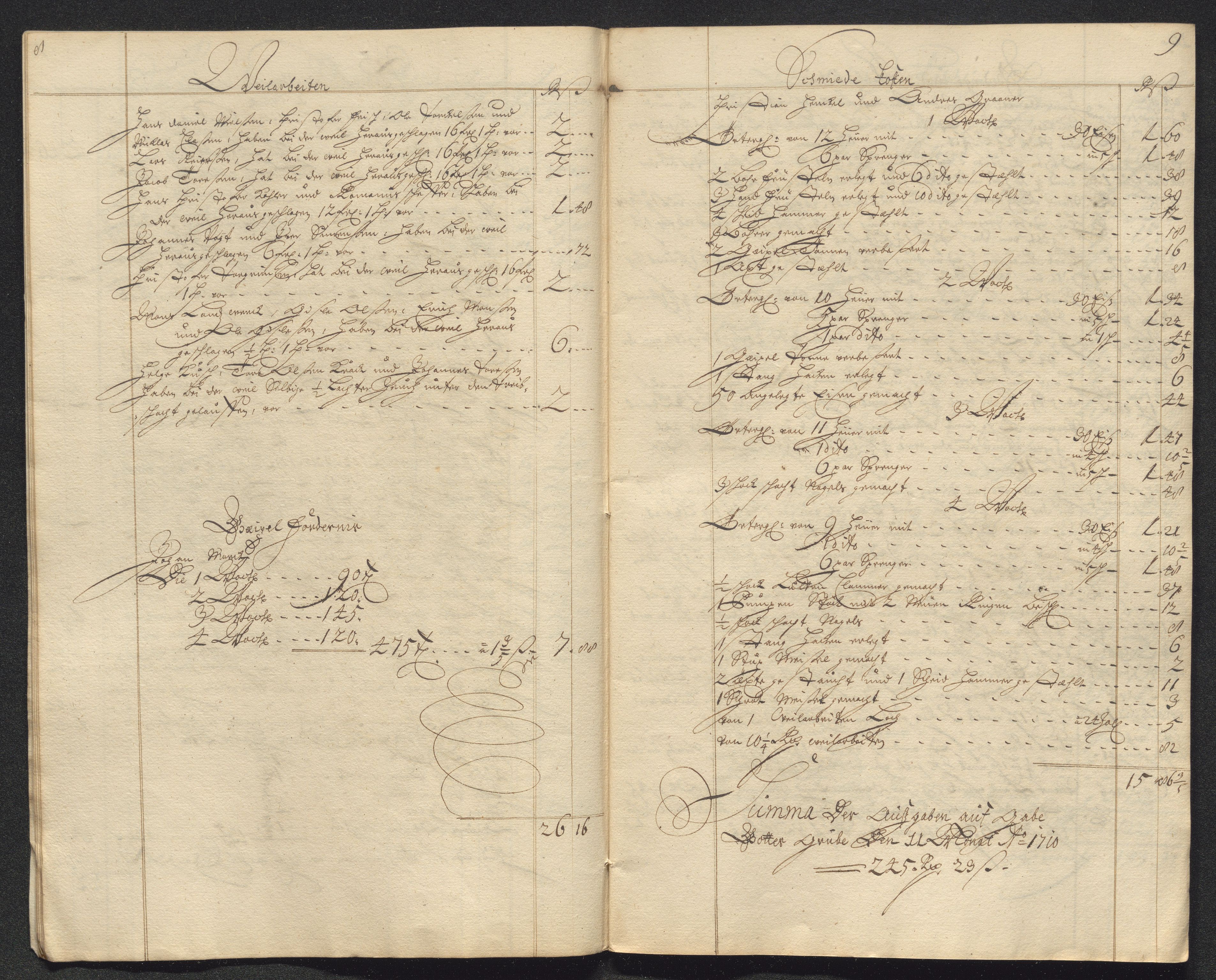 Kongsberg Sølvverk 1623-1816, AV/SAKO-EA-3135/001/D/Dc/Dcd/L0098: Utgiftsregnskap for gruver m.m. , 1710, s. 404