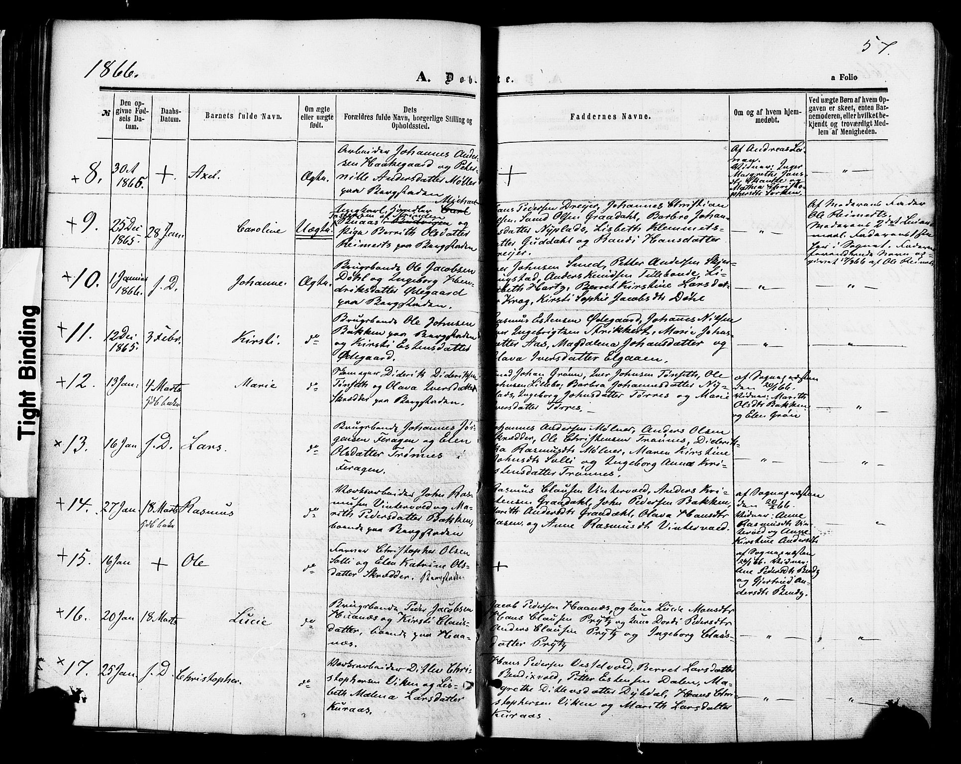 Ministerialprotokoller, klokkerbøker og fødselsregistre - Sør-Trøndelag, SAT/A-1456/681/L0932: Ministerialbok nr. 681A10, 1860-1878, s. 57