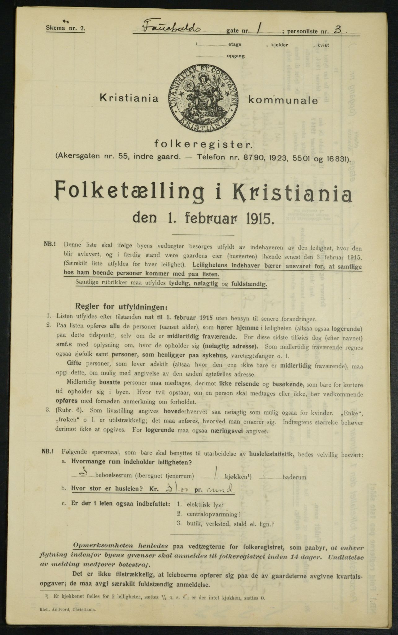 OBA, Kommunal folketelling 1.2.1915 for Kristiania, 1915, s. 23245