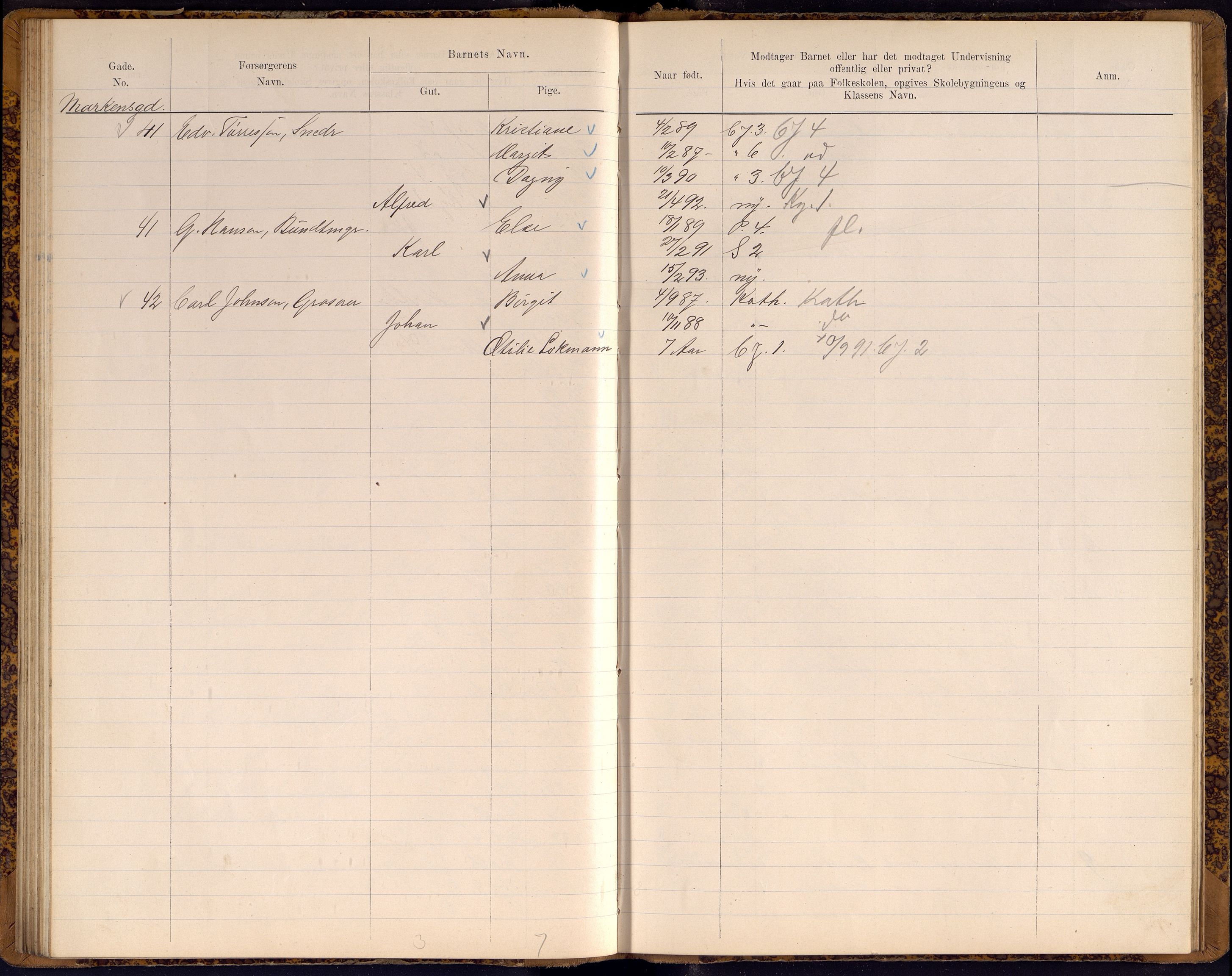 Kristiansand By - Skolekommisjonen/ -Styret, ARKSOR/1001KG510/J/Jb/L0009: Barnetelling, 1899