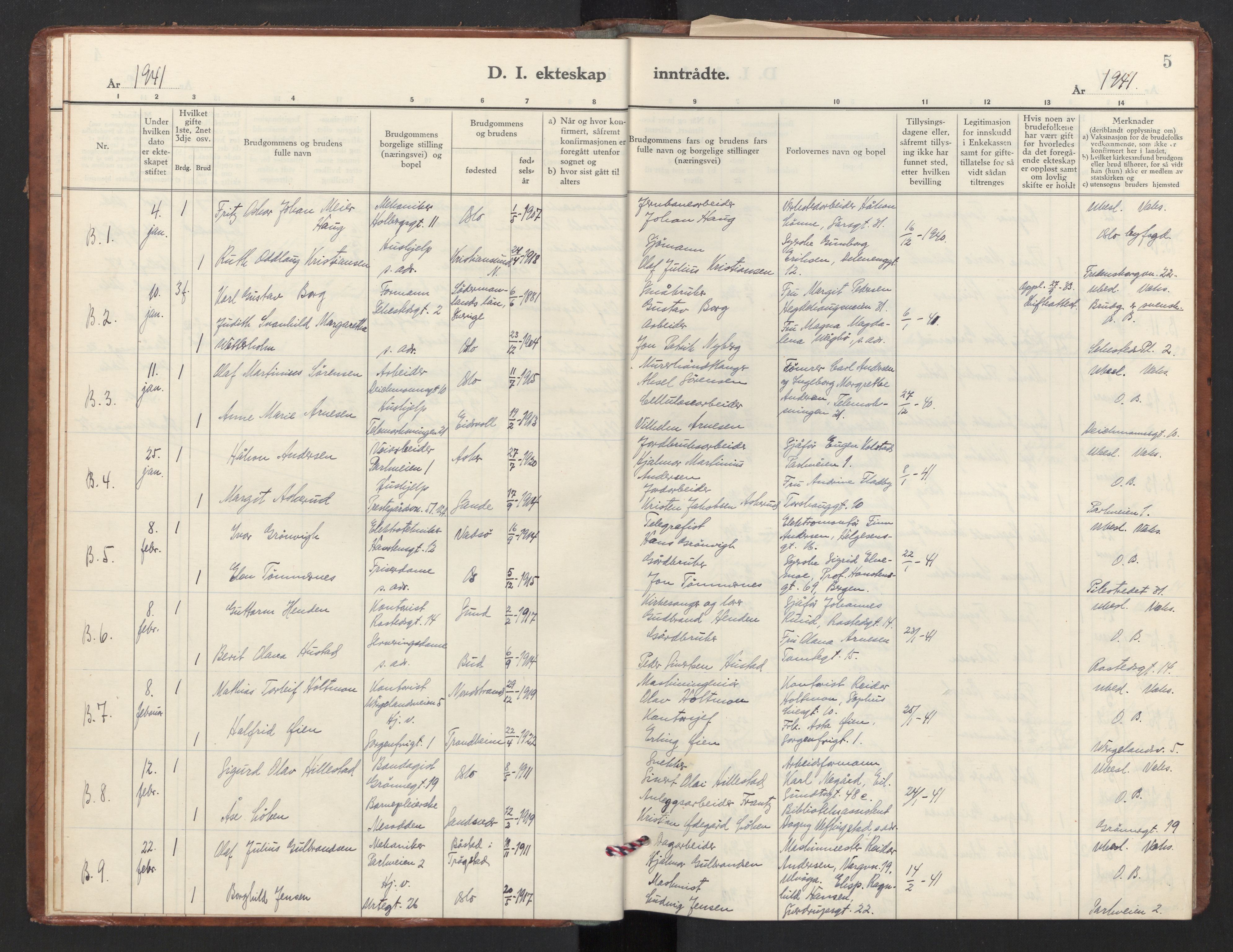 Trefoldighet prestekontor Kirkebøker, SAO/A-10882/F/Fg/L0003: Ministerialbok nr. VII 3, 1940-1948, s. 5