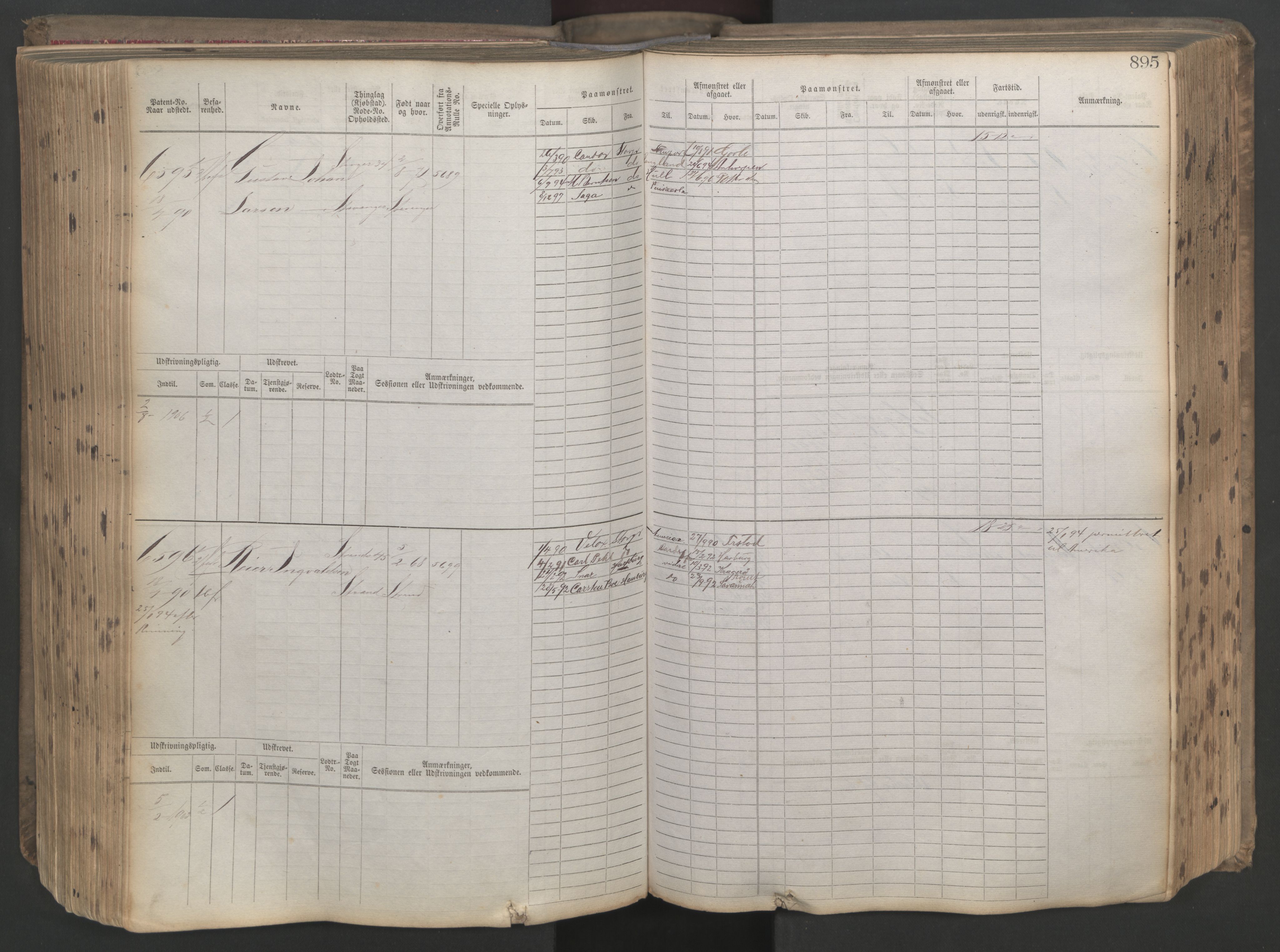 Stavanger sjømannskontor, AV/SAST-A-102006/F/Fb/Fbb/L0021: Sjøfartshovedrulle patnentnr. 6005-7204 (dublett), 1887, s. 300