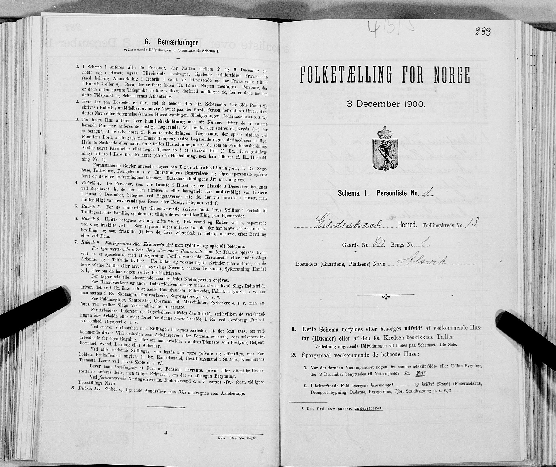 SAT, Folketelling 1900 for 1838 Gildeskål herred, 1900, s. 1266