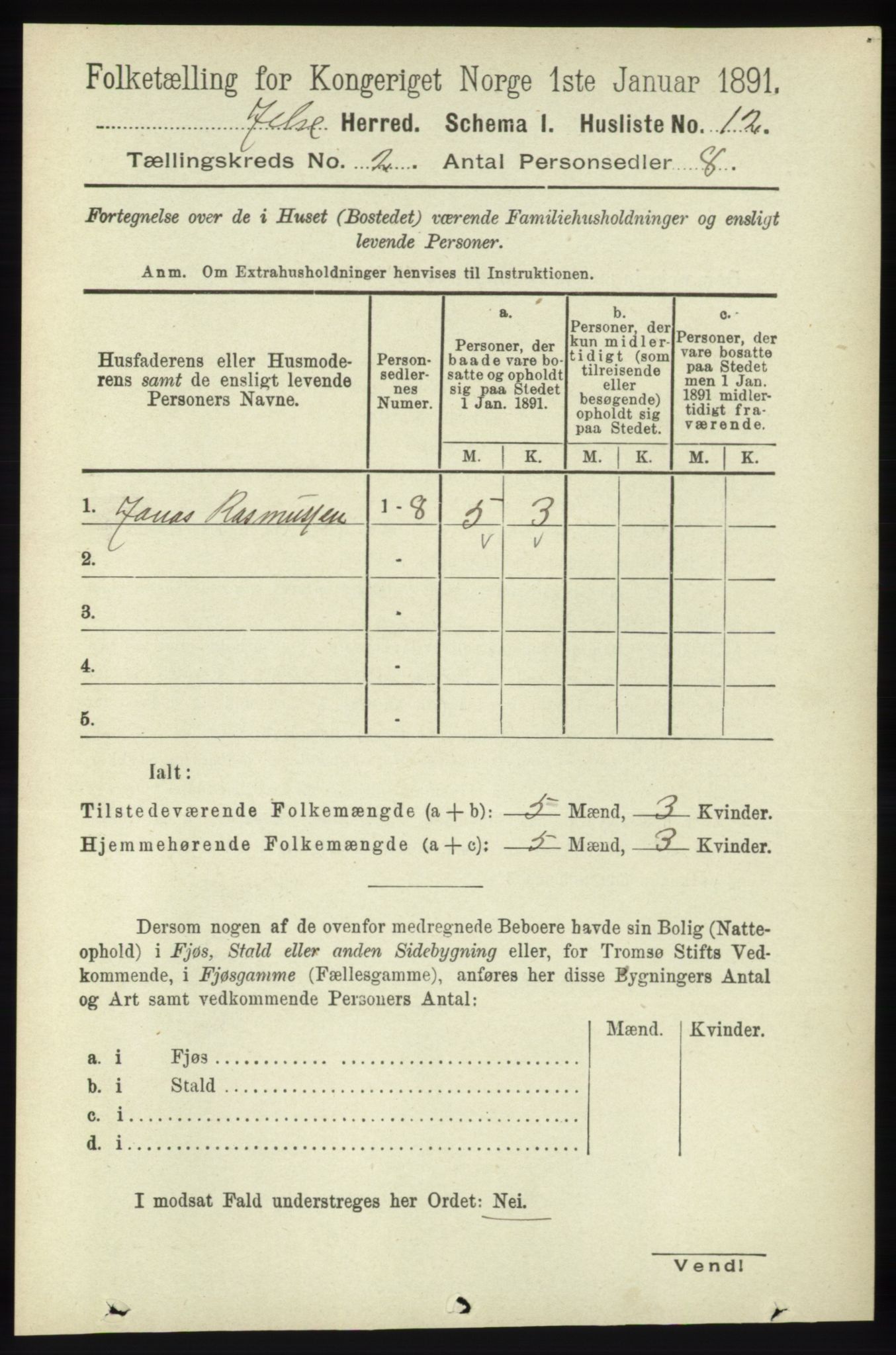 RA, Folketelling 1891 for 1138 Jelsa herred, 1891, s. 239