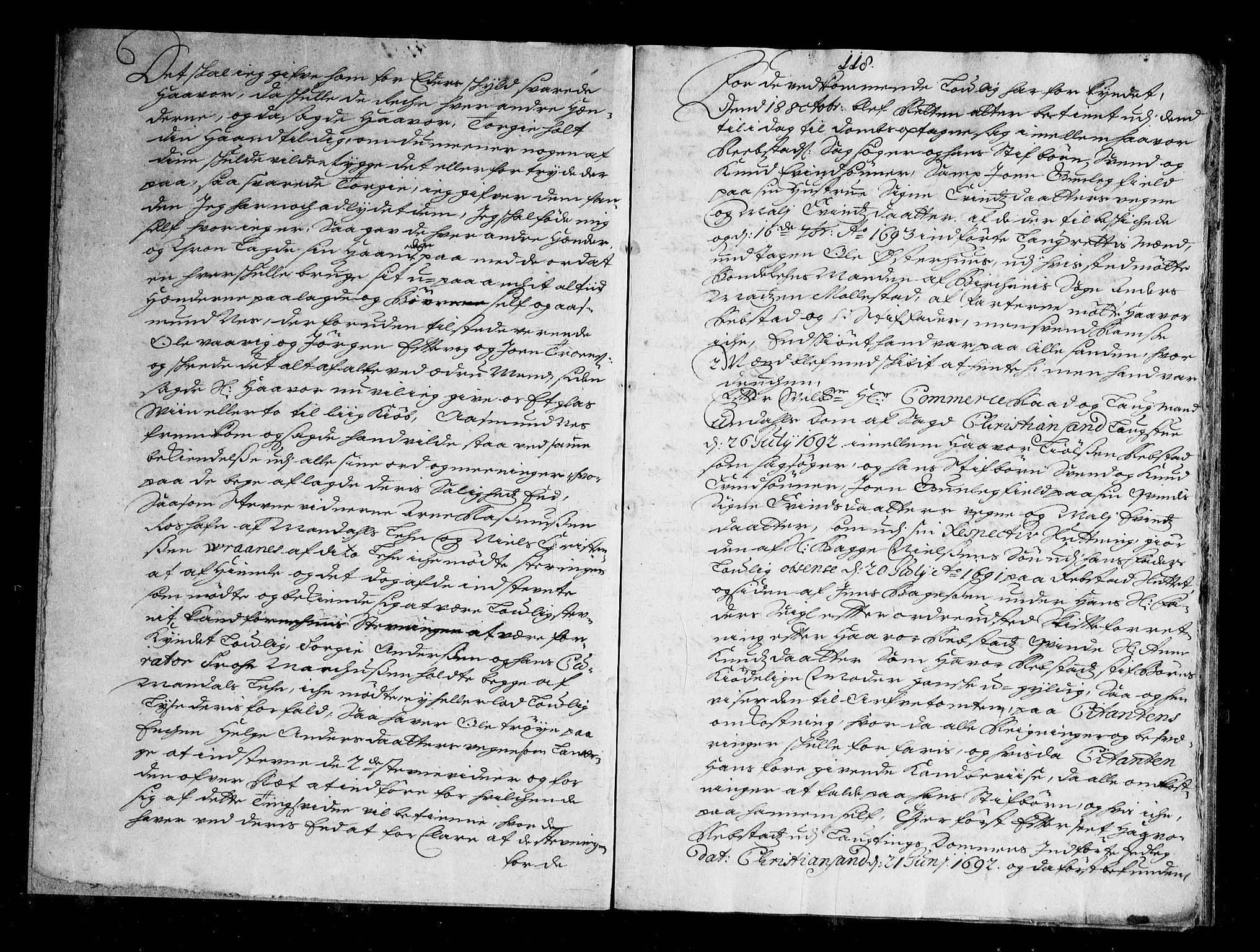 Nedenes sorenskriveri før 1824, SAK/1221-0007/F/Fa/L0008: Tingbok med register nr 4b, 1693-1694, s. 117b-118a