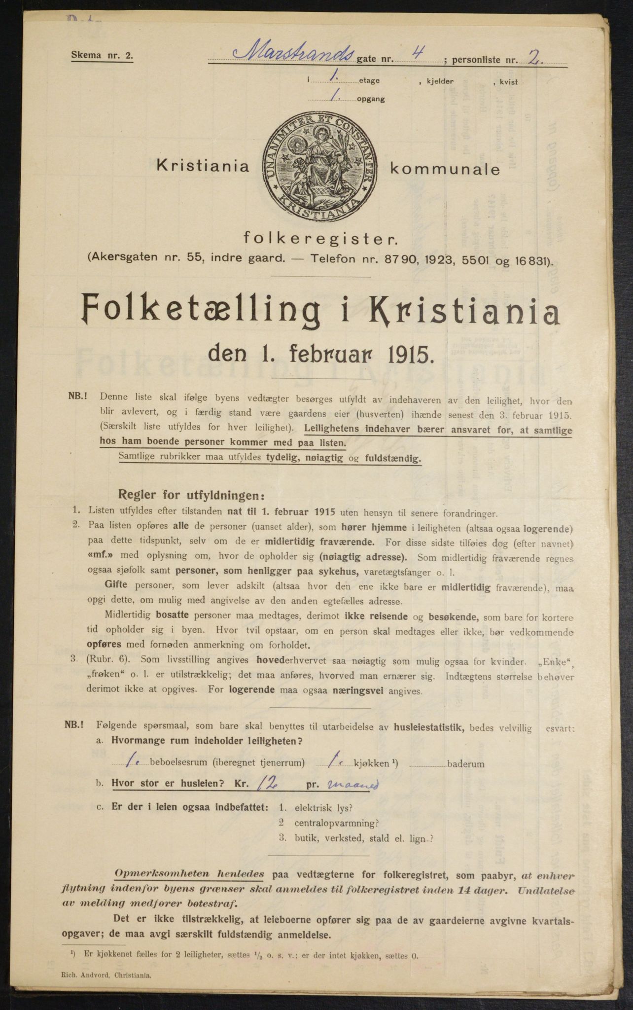 OBA, Kommunal folketelling 1.2.1915 for Kristiania, 1915, s. 64113