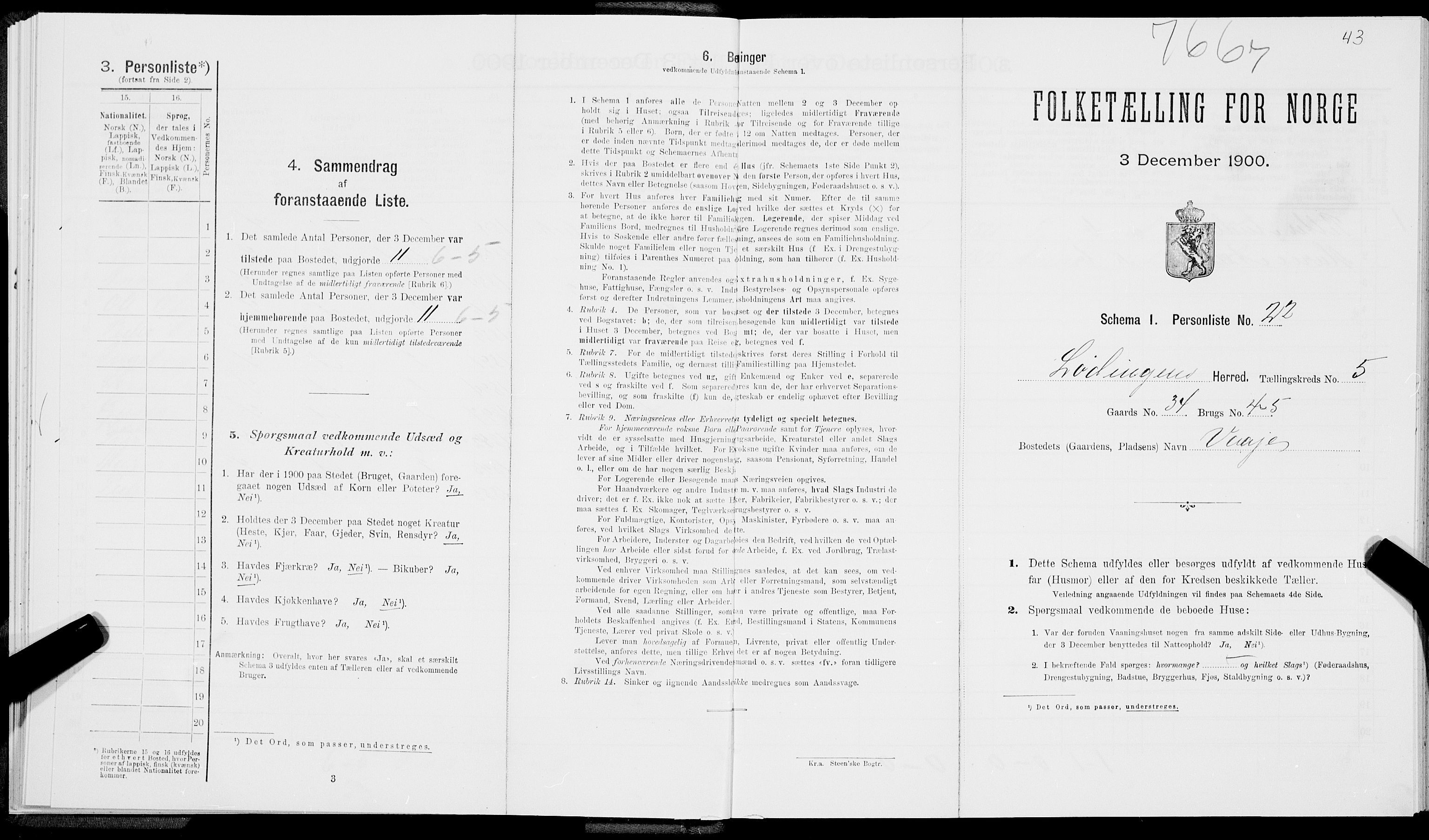 SAT, Folketelling 1900 for 1851 Lødingen herred, 1900, s. 520