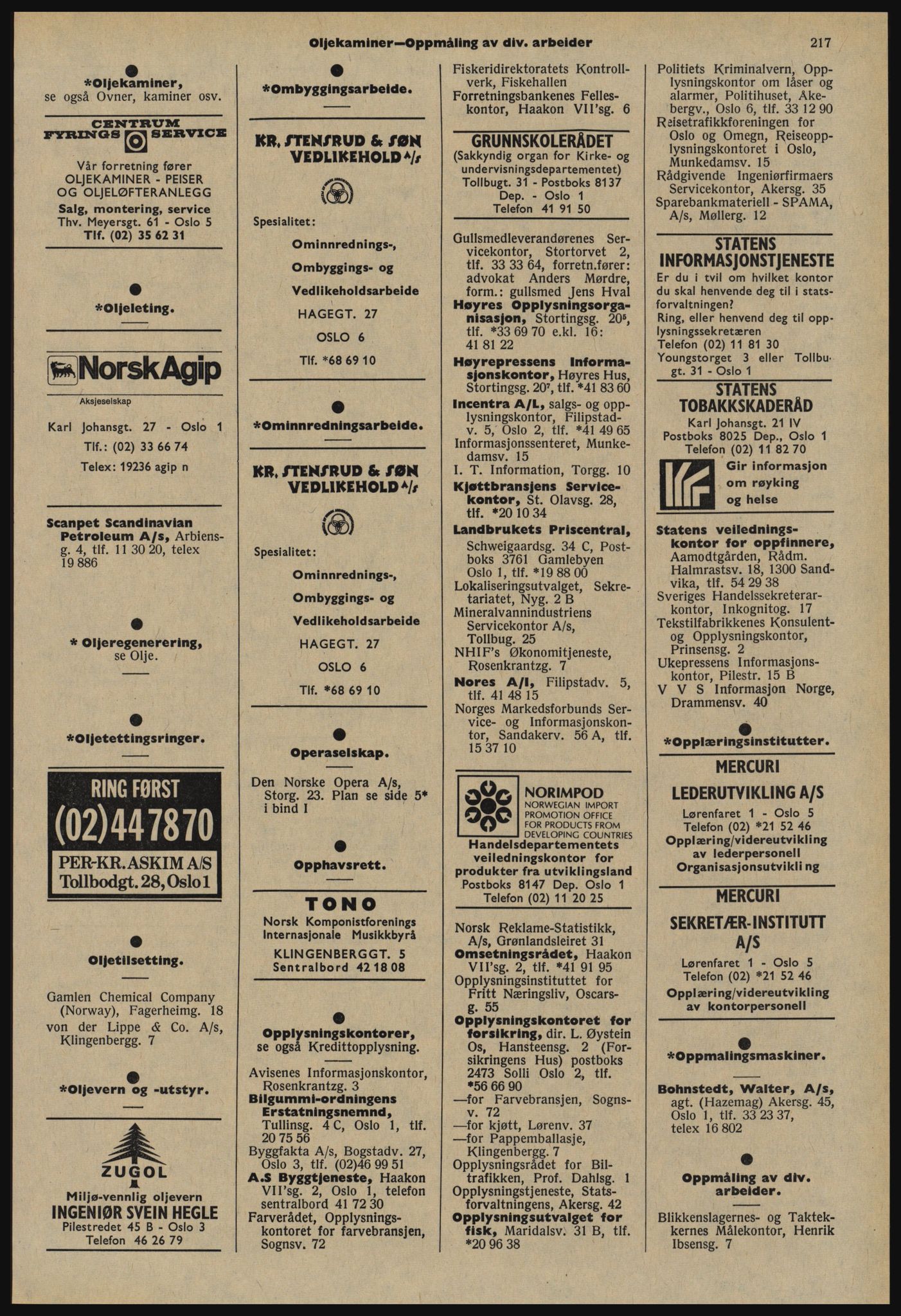 Kristiania/Oslo adressebok, PUBL/-, 1978-1979, s. 217