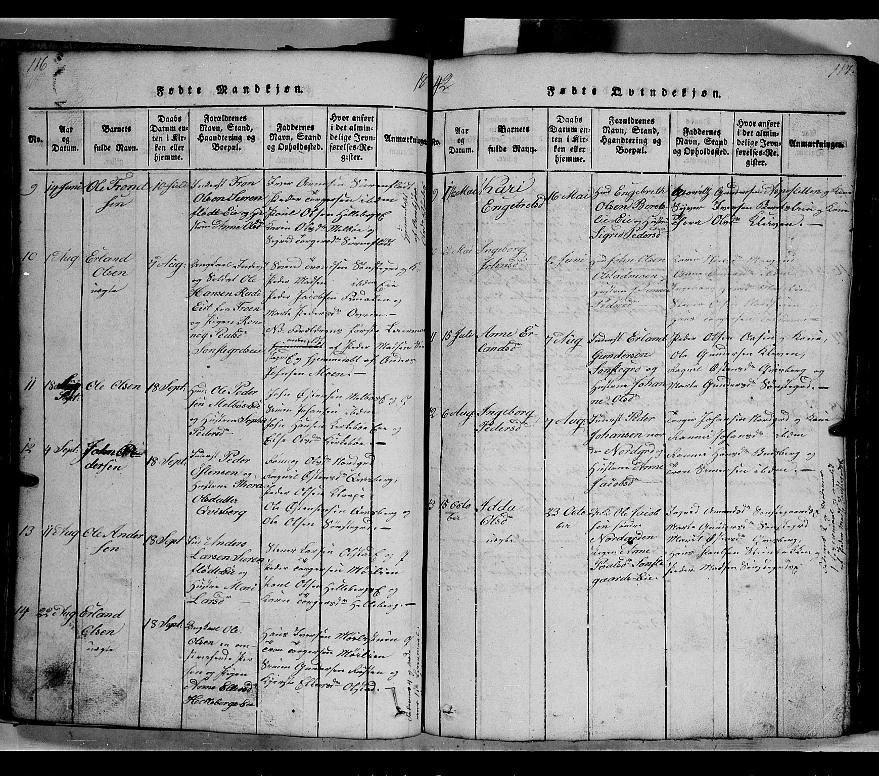 Gausdal prestekontor, AV/SAH-PREST-090/H/Ha/Hab/L0002: Klokkerbok nr. 2, 1818-1874, s. 116-117