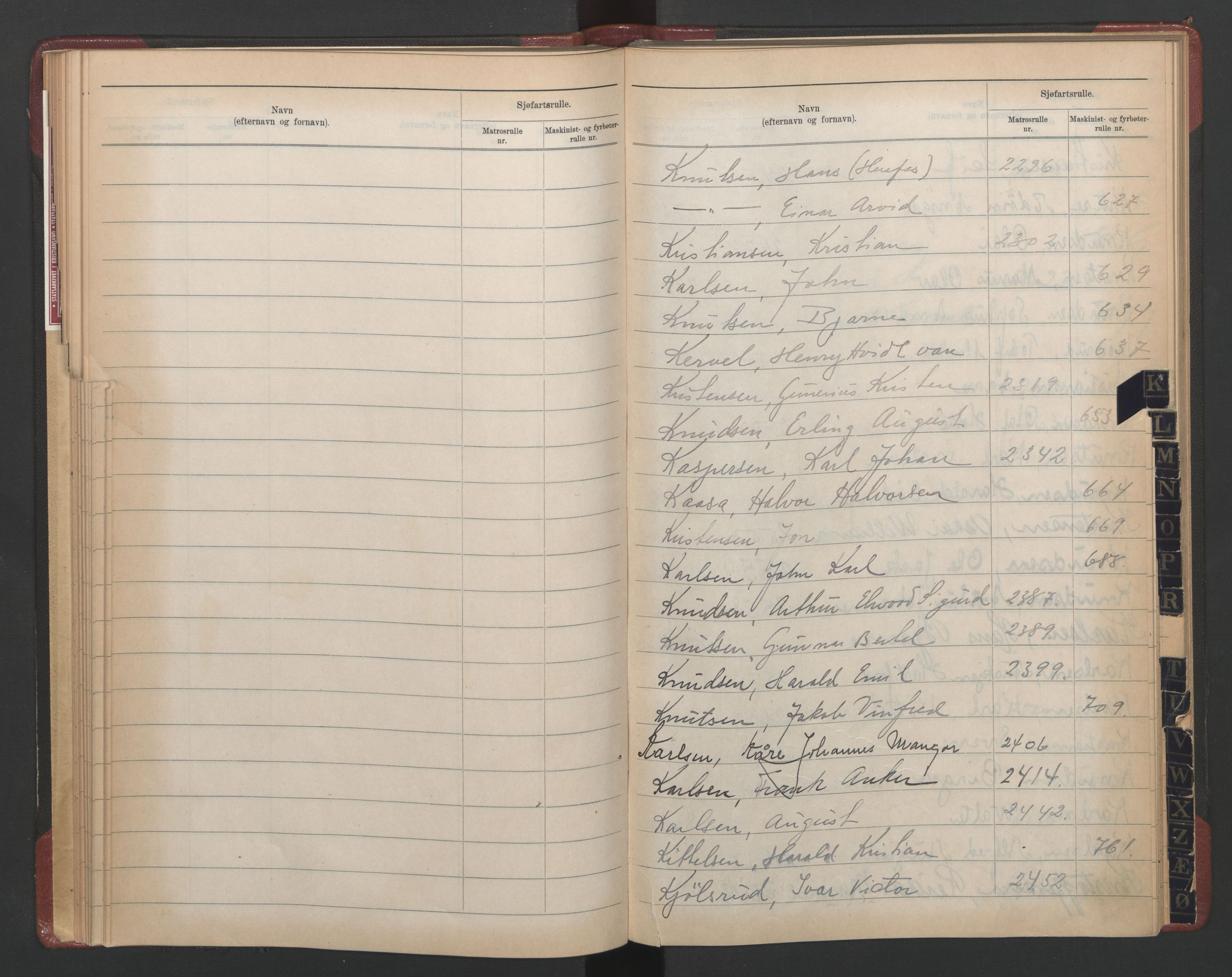 Arendal mønstringskrets, AV/SAK-2031-0012/F/Fb/L0007: Register til hovedrulle A og B, E-8, 1888-1948, s. 30