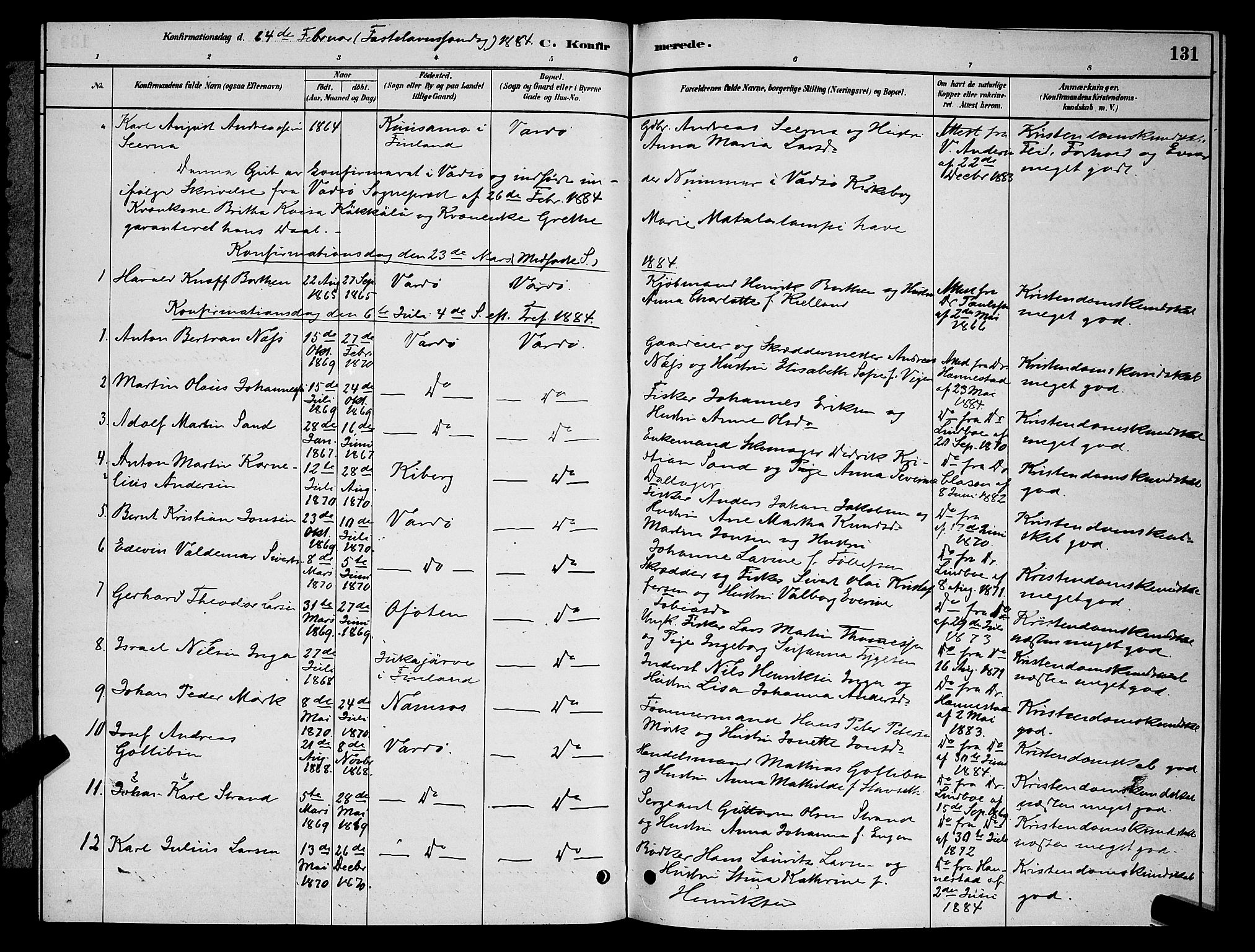 Vardø sokneprestkontor, AV/SATØ-S-1332/H/Hb/L0004klokker: Klokkerbok nr. 4, 1879-1887, s. 131