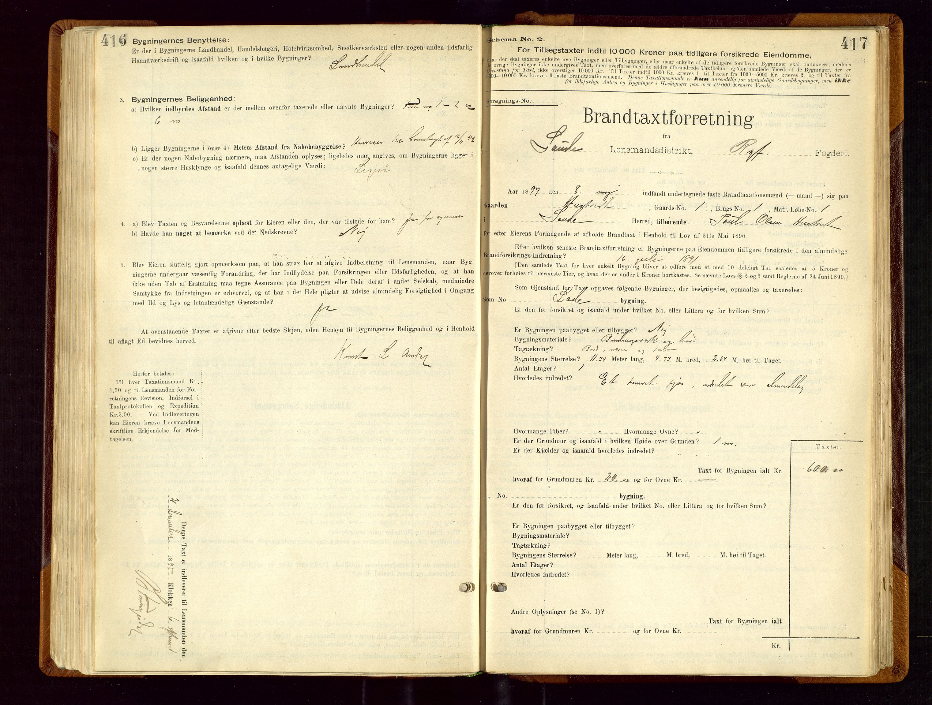 Sauda lensmannskontor, SAST/A-100177/Gob/L0001: Branntakstprotokoll - skjematakst, 1894-1914, s. 416-417