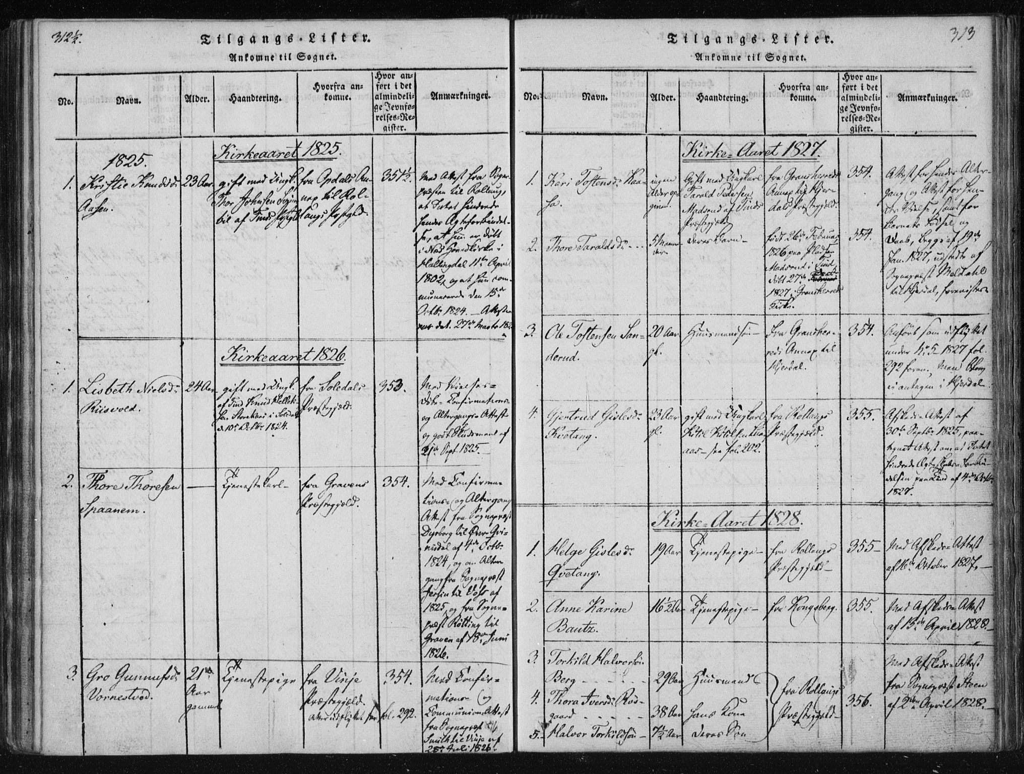 Tinn kirkebøker, AV/SAKO-A-308/F/Fa/L0004: Ministerialbok nr. I 4, 1815-1843, s. 312b-313a