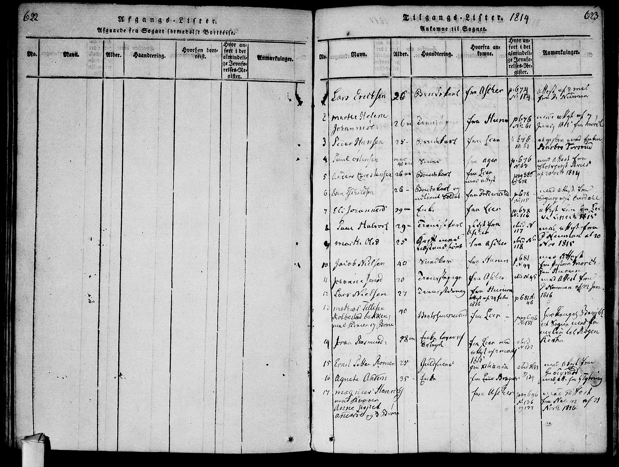 Røyken kirkebøker, AV/SAKO-A-241/F/Fa/L0004: Ministerialbok nr. 4, 1814-1832, s. 622-623