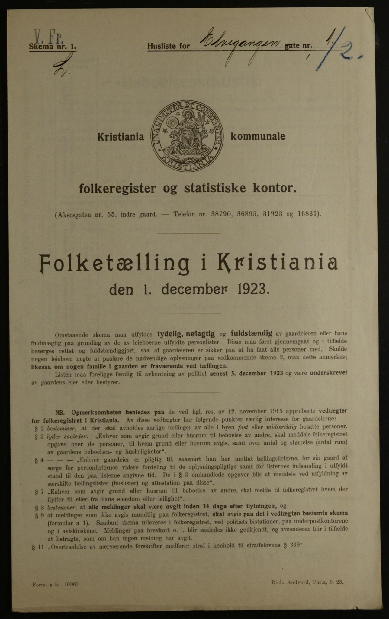 OBA, Kommunal folketelling 1.12.1923 for Kristiania, 1923, s. 23227