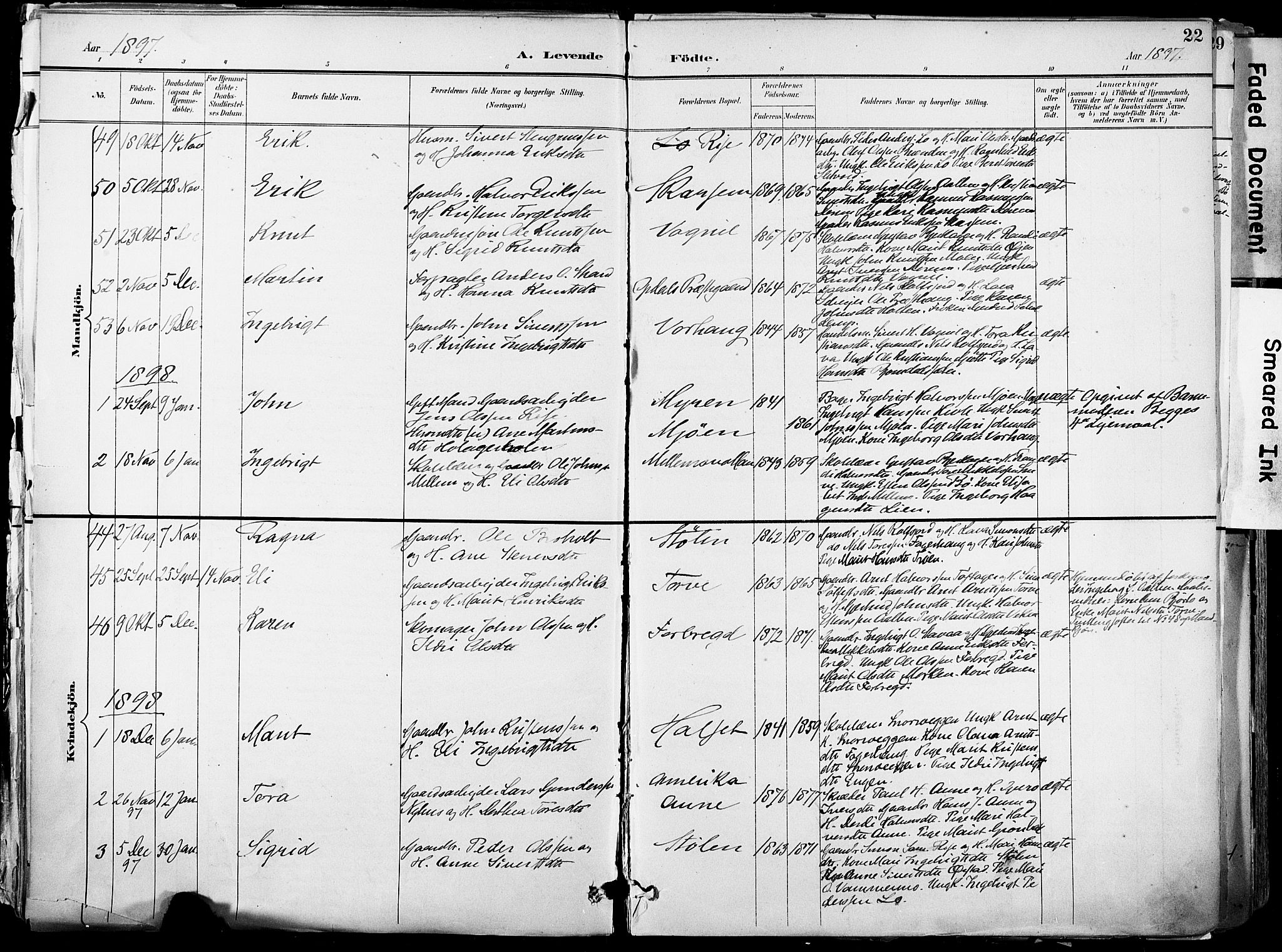 Ministerialprotokoller, klokkerbøker og fødselsregistre - Sør-Trøndelag, AV/SAT-A-1456/678/L0902: Ministerialbok nr. 678A11, 1895-1911, s. 22
