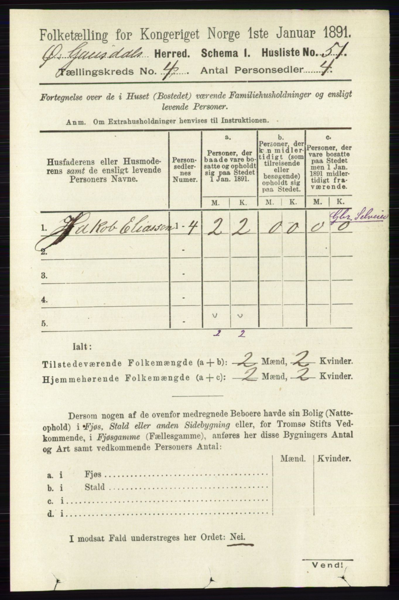 RA, Folketelling 1891 for 0522 Østre Gausdal herred, 1891, s. 2430