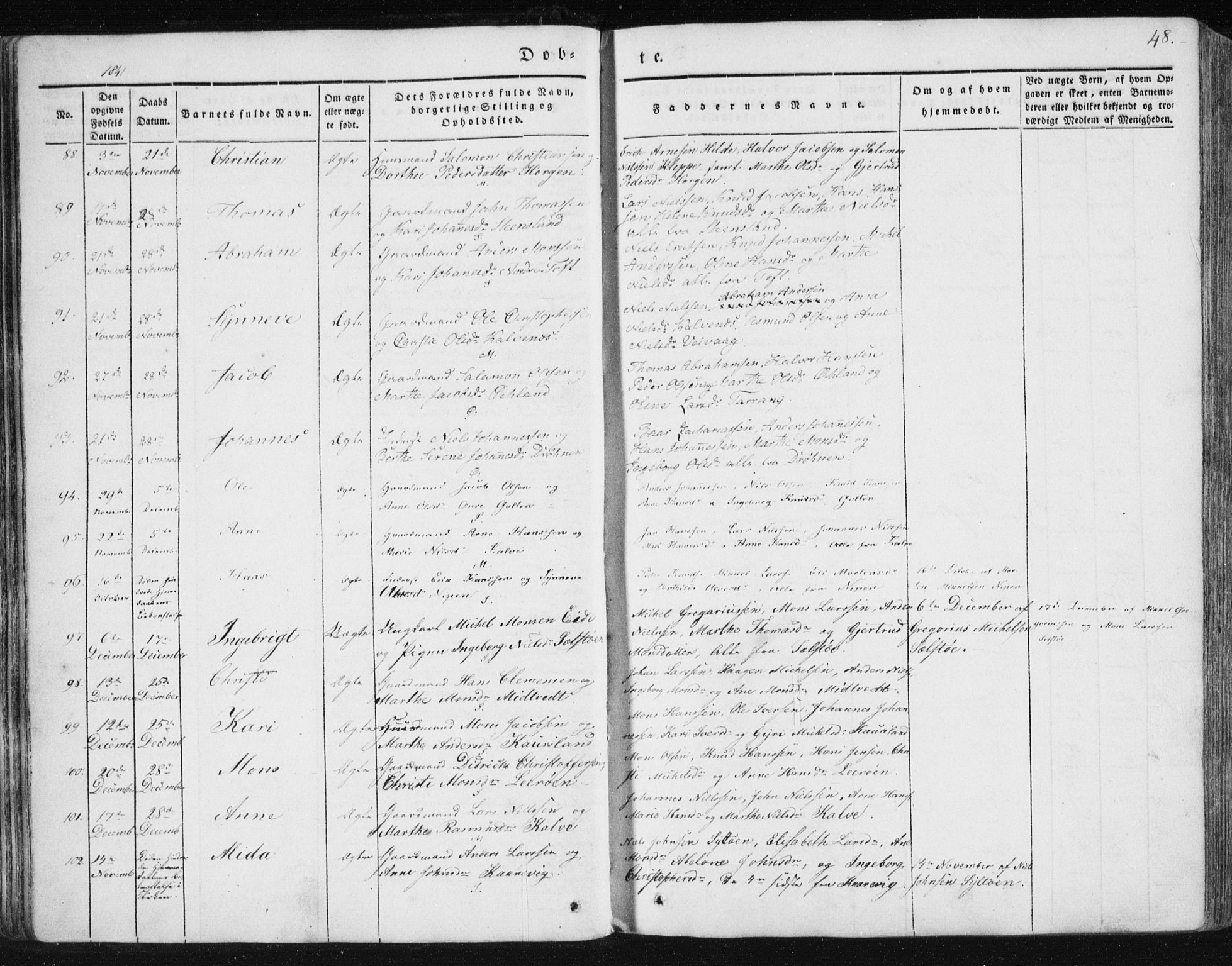 Sund sokneprestembete, AV/SAB-A-99930: Ministerialbok nr. A 13, 1835-1849, s. 48