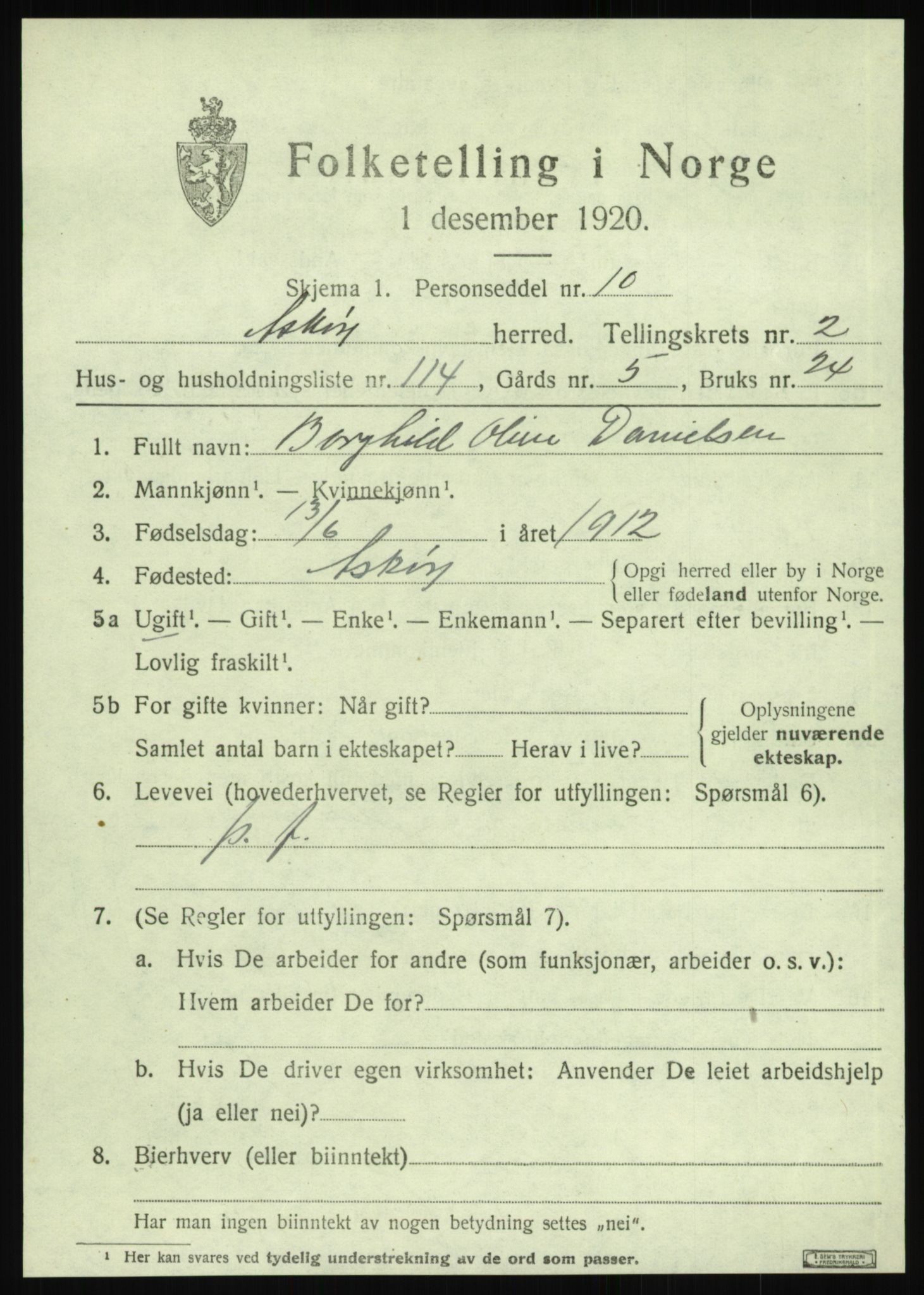 SAB, Folketelling 1920 for 1247 Askøy herred, 1920, s. 5828