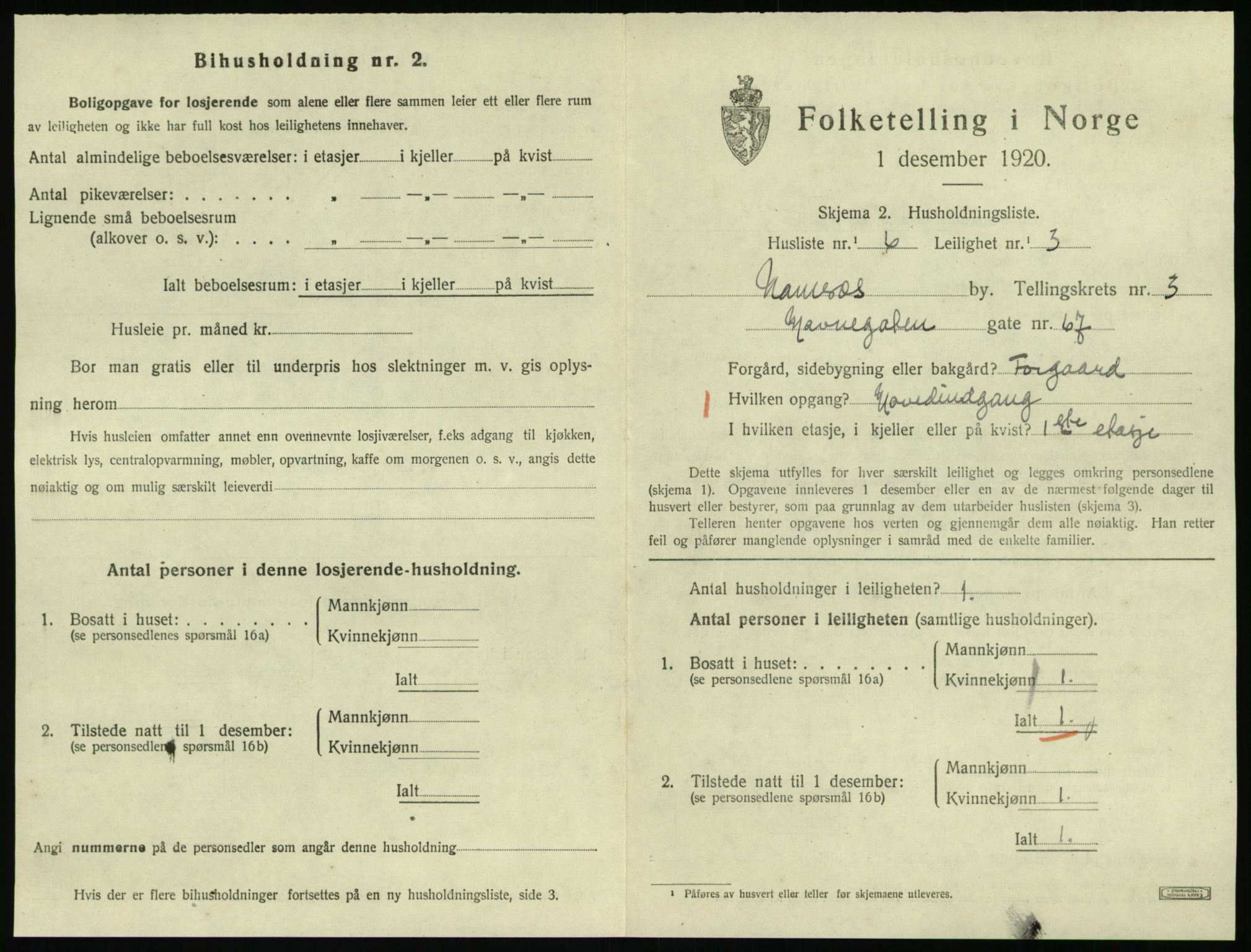 SAT, Folketelling 1920 for 1703 Namsos ladested, 1920, s. 1149