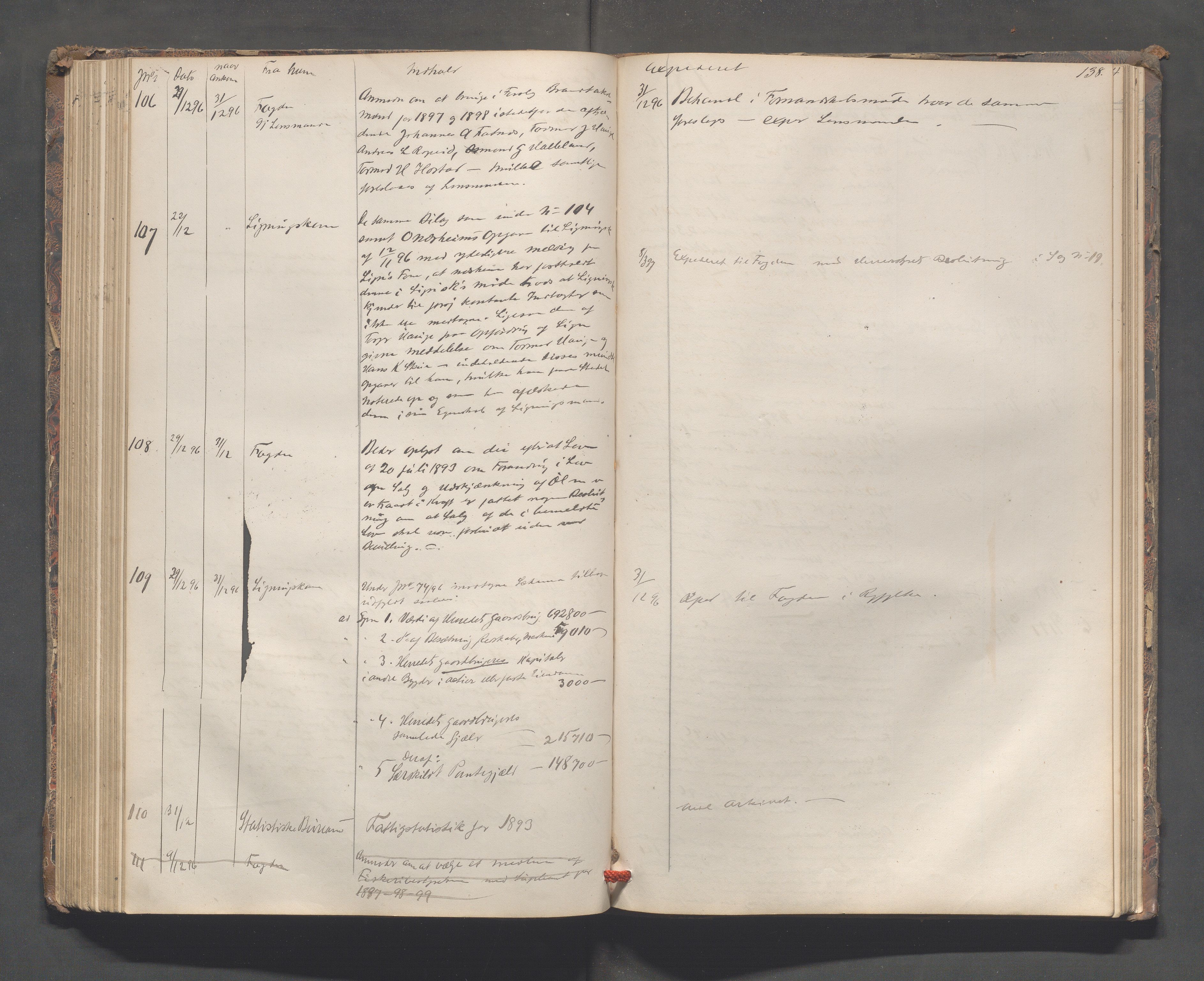 Sand kommune - Formannskapet, IKAR/K-102092/C/Ca/L0001: Brevjournal, 1859-1902, s. 138
