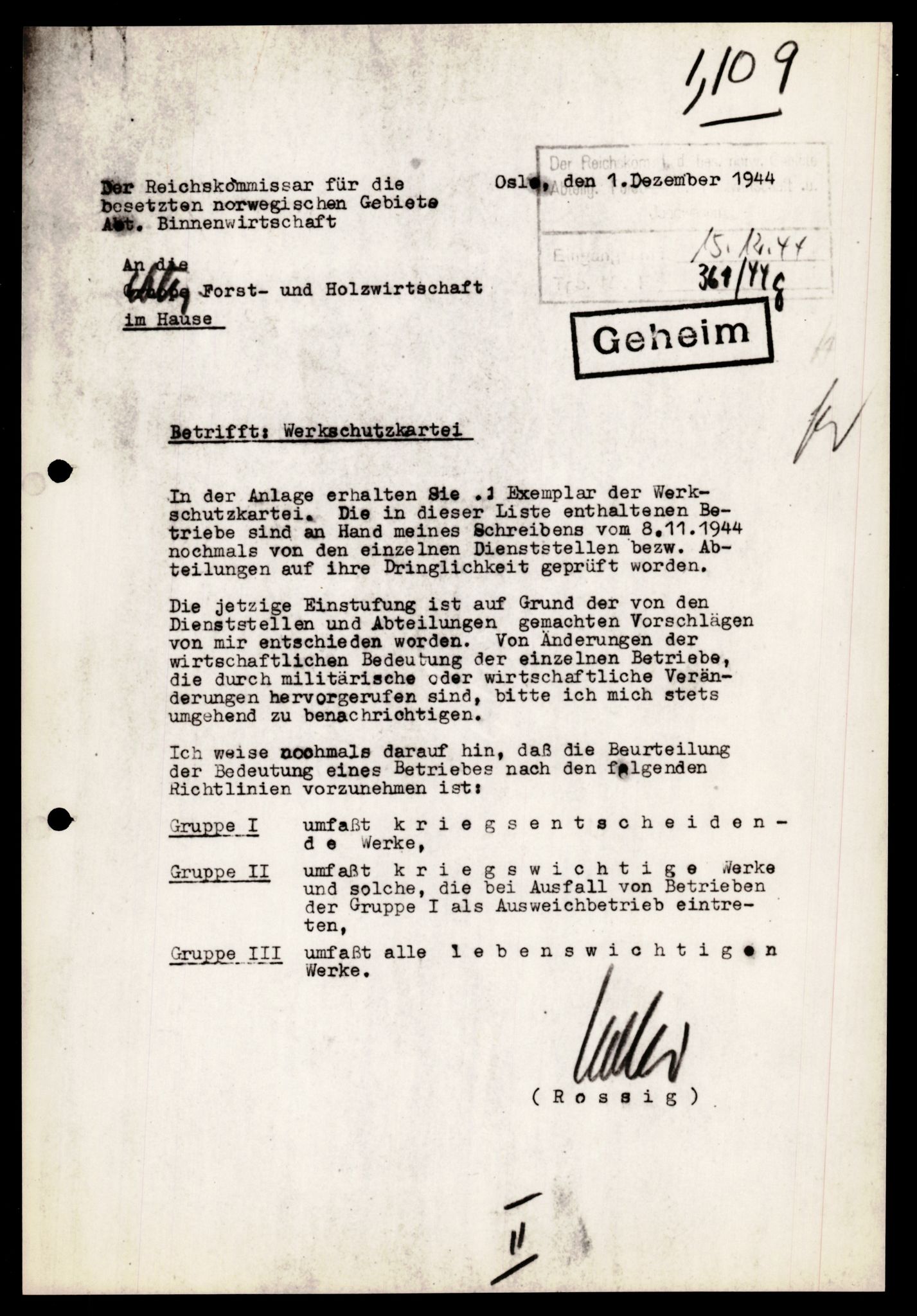 Forsvarets Overkommando. 2 kontor. Arkiv 11.4. Spredte tyske arkivsaker, AV/RA-RAFA-7031/D/Dar/Darb/L0005: Reichskommissariat., 1940-1945, s. 4