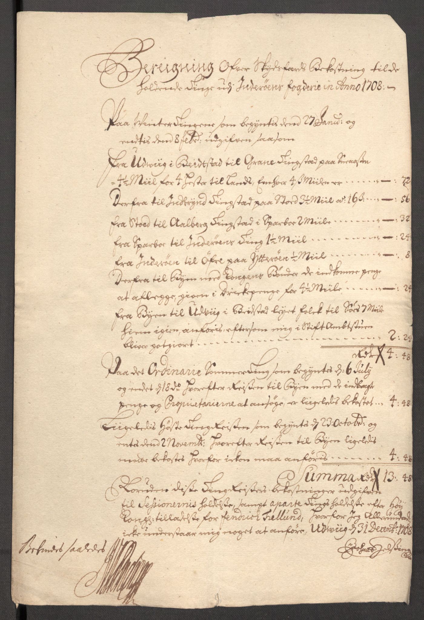 Rentekammeret inntil 1814, Reviderte regnskaper, Fogderegnskap, RA/EA-4092/R63/L4316: Fogderegnskap Inderøy, 1708, s. 271