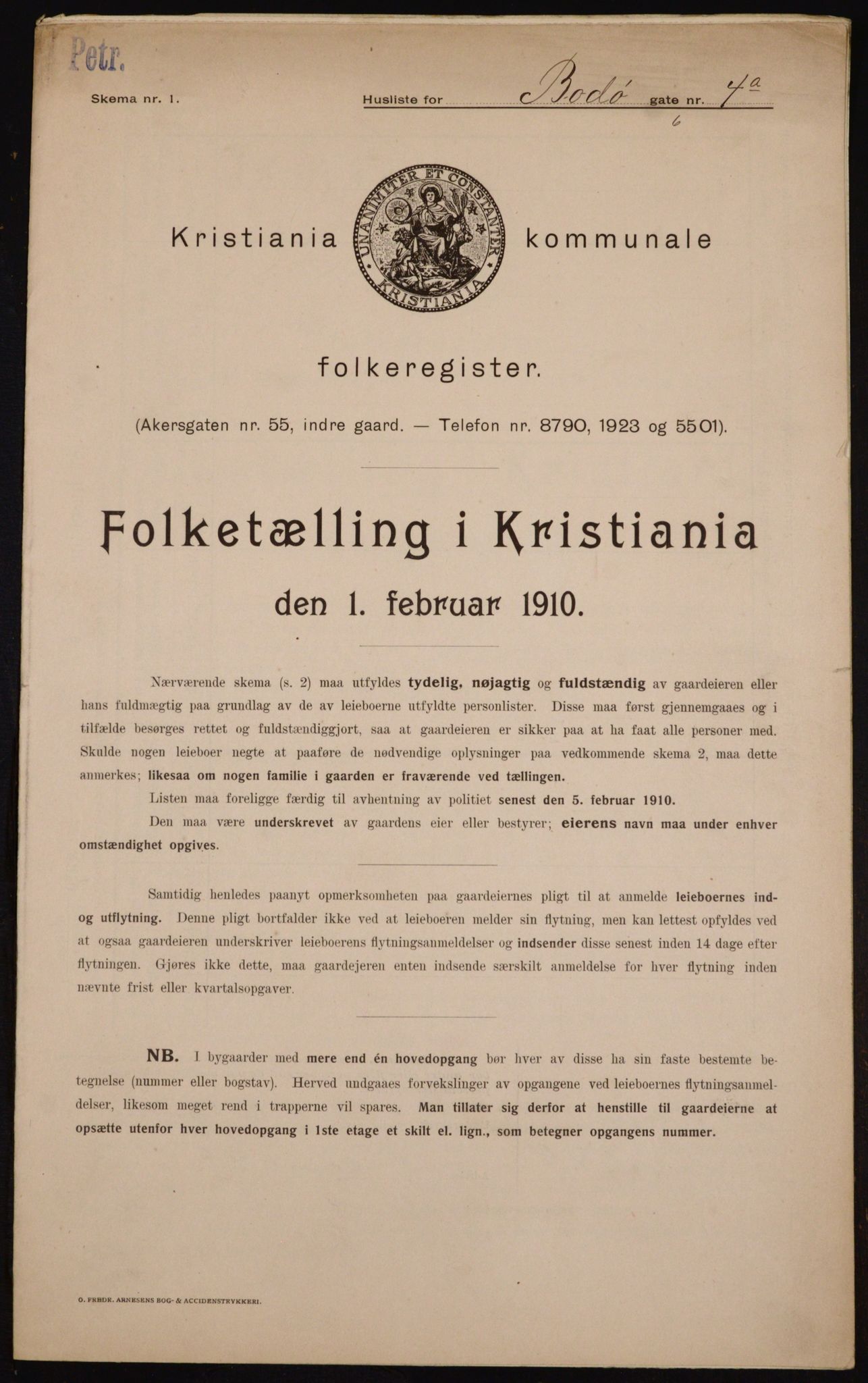 OBA, Kommunal folketelling 1.2.1910 for Kristiania, 1910, s. 6500