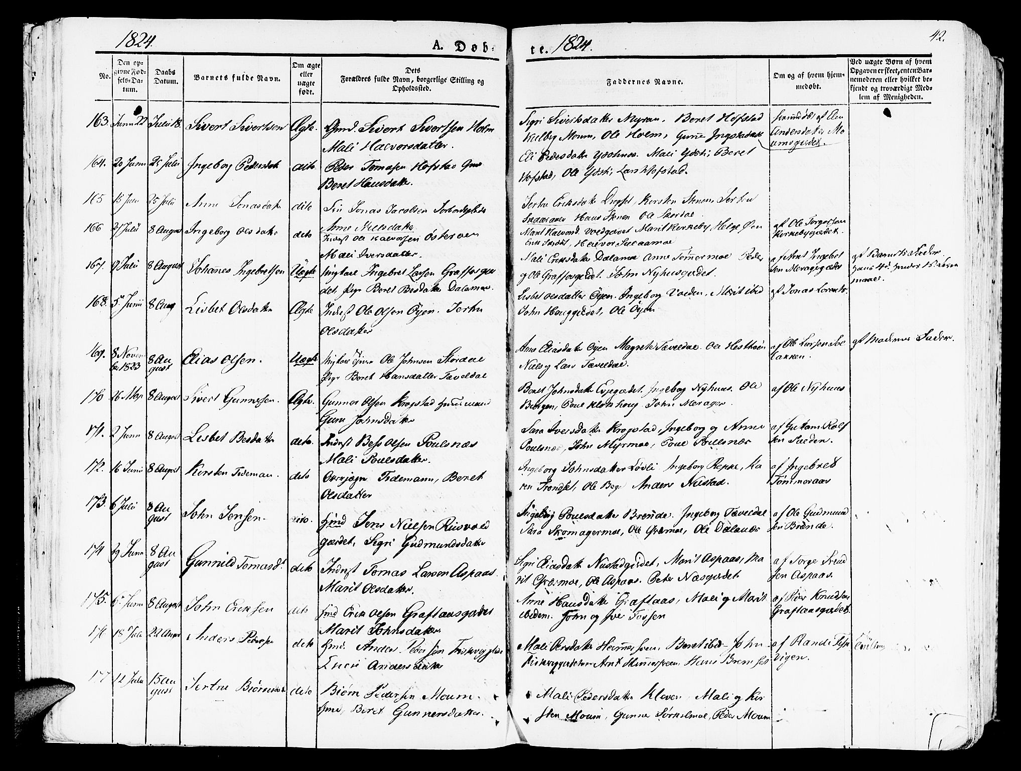 Ministerialprotokoller, klokkerbøker og fødselsregistre - Nord-Trøndelag, SAT/A-1458/709/L0070: Ministerialbok nr. 709A10, 1820-1832, s. 42