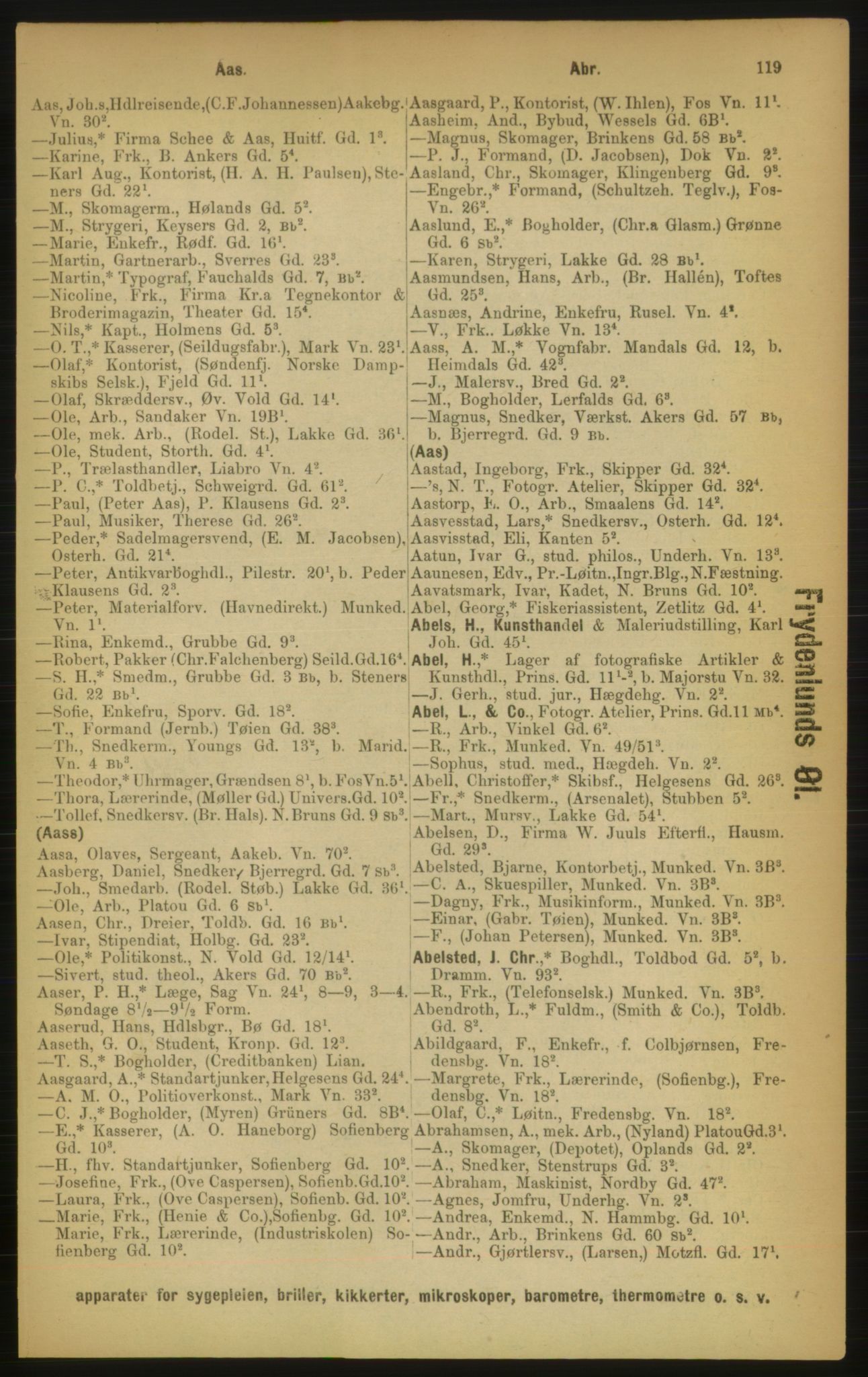 Kristiania/Oslo adressebok, PUBL/-, 1889, s. 119