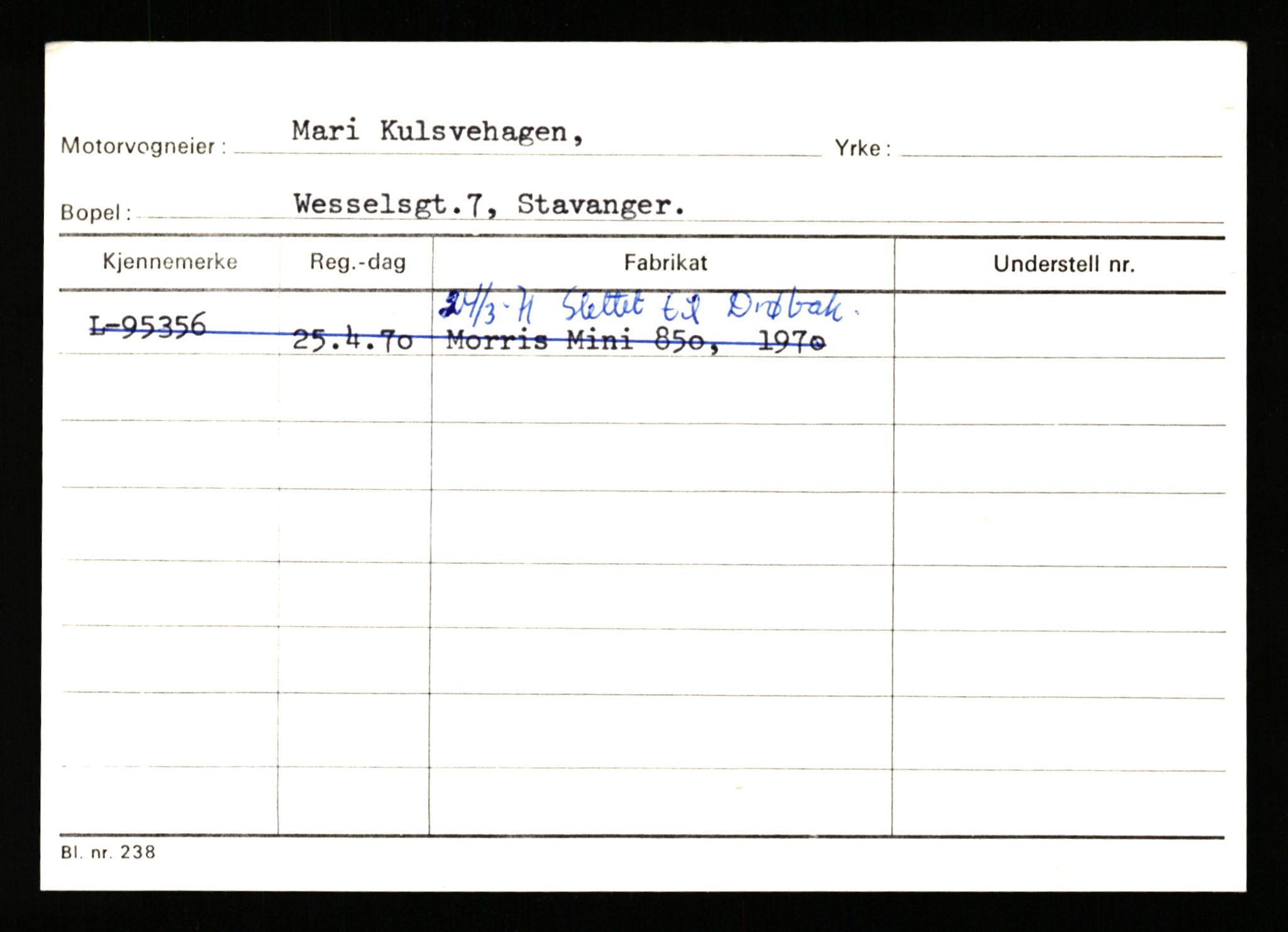 Stavanger trafikkstasjon, AV/SAST-A-101942/0/H/L0021: Kristiania - Landsnes, 1930-1971, s. 851