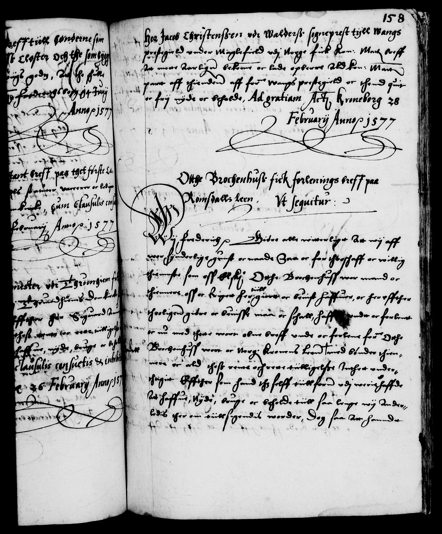 Danske Kanselli 1572-1799, AV/RA-EA-3023/F/Fc/Fca/Fcaa/L0001: Norske registre (mikrofilm), 1572-1588, s. 158a