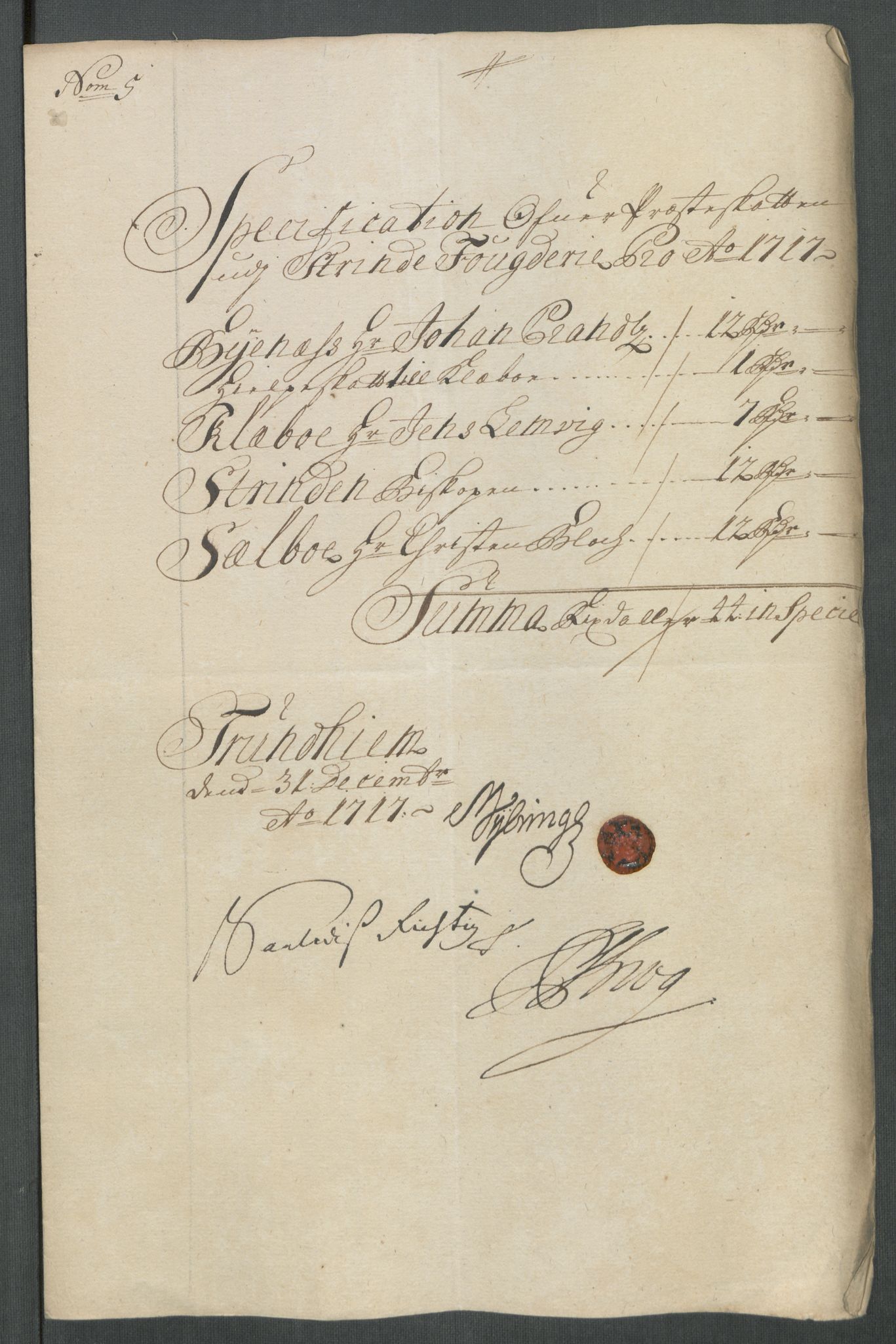 Rentekammeret inntil 1814, Reviderte regnskaper, Fogderegnskap, AV/RA-EA-4092/R61/L4116: Fogderegnskap Strinda og Selbu, 1717-1718, s. 94