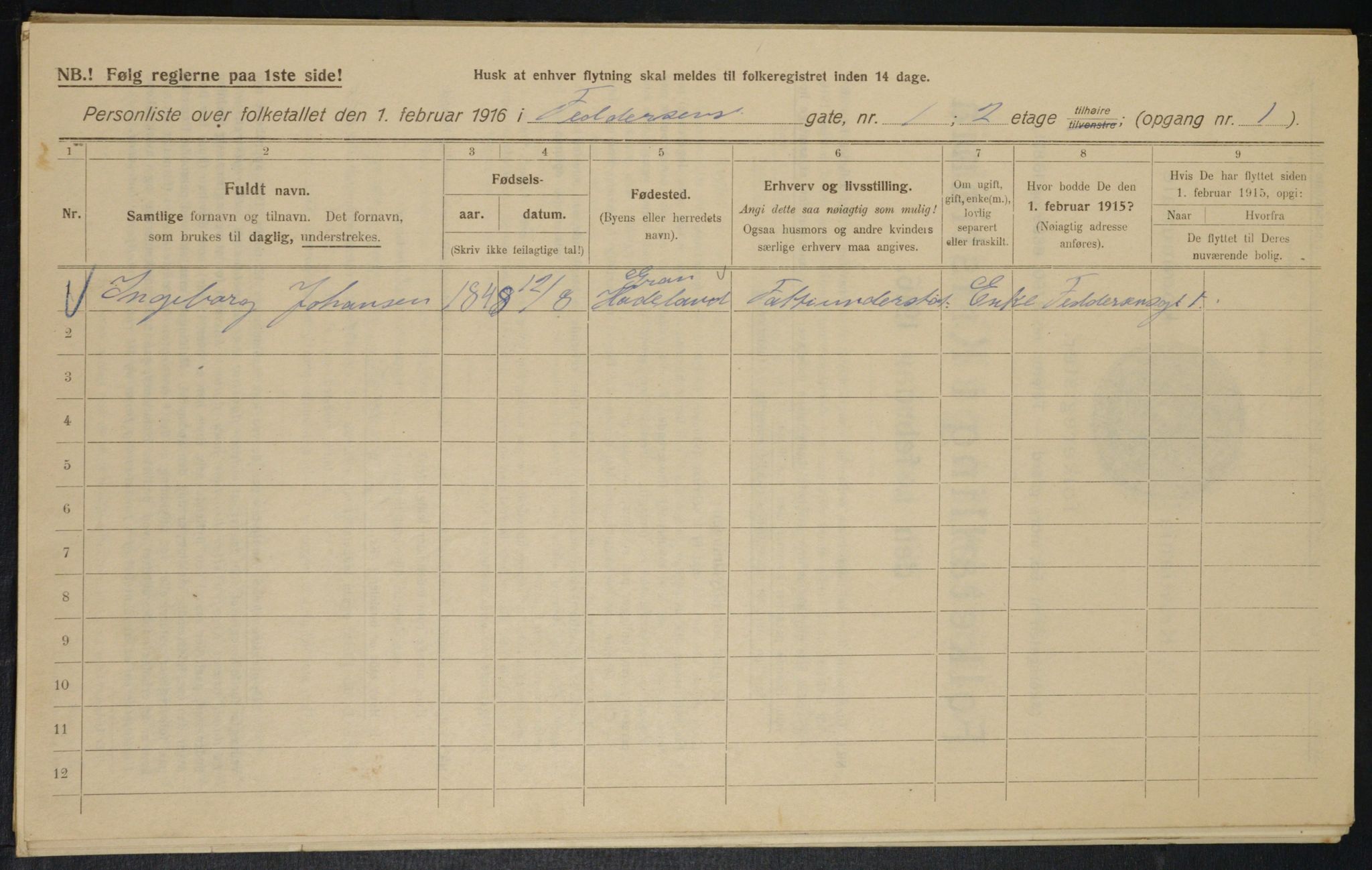 OBA, Kommunal folketelling 1.2.1916 for Kristiania, 1916, s. 24370