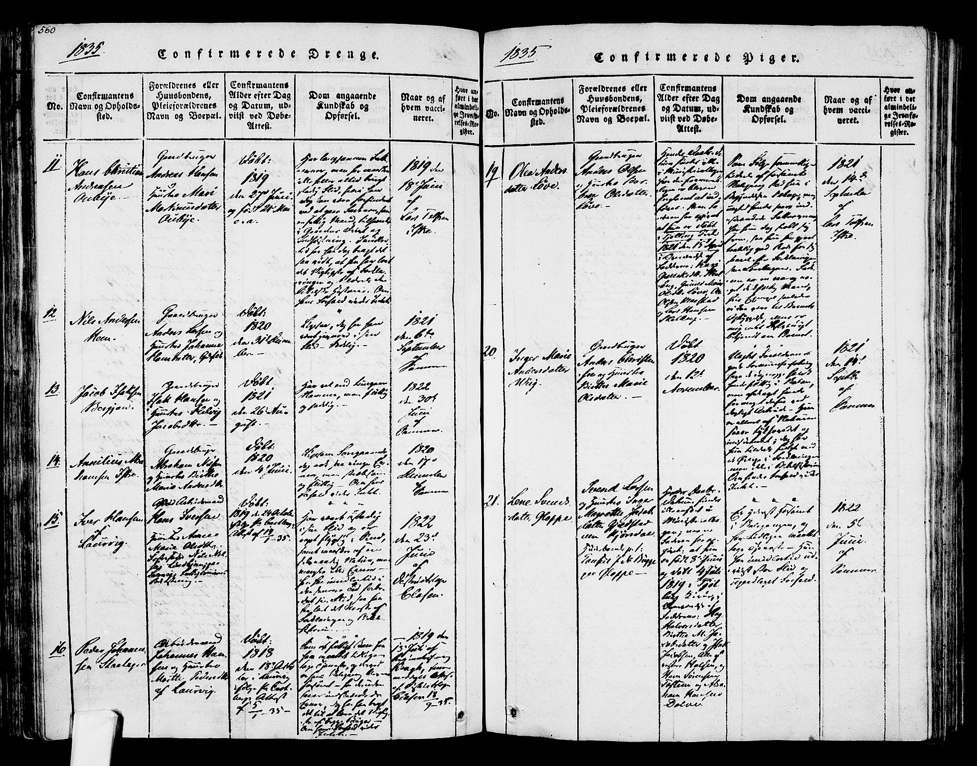 Tjølling kirkebøker, SAKO/A-60/F/Fa/L0005: Ministerialbok nr. 5, 1814-1836, s. 560-561