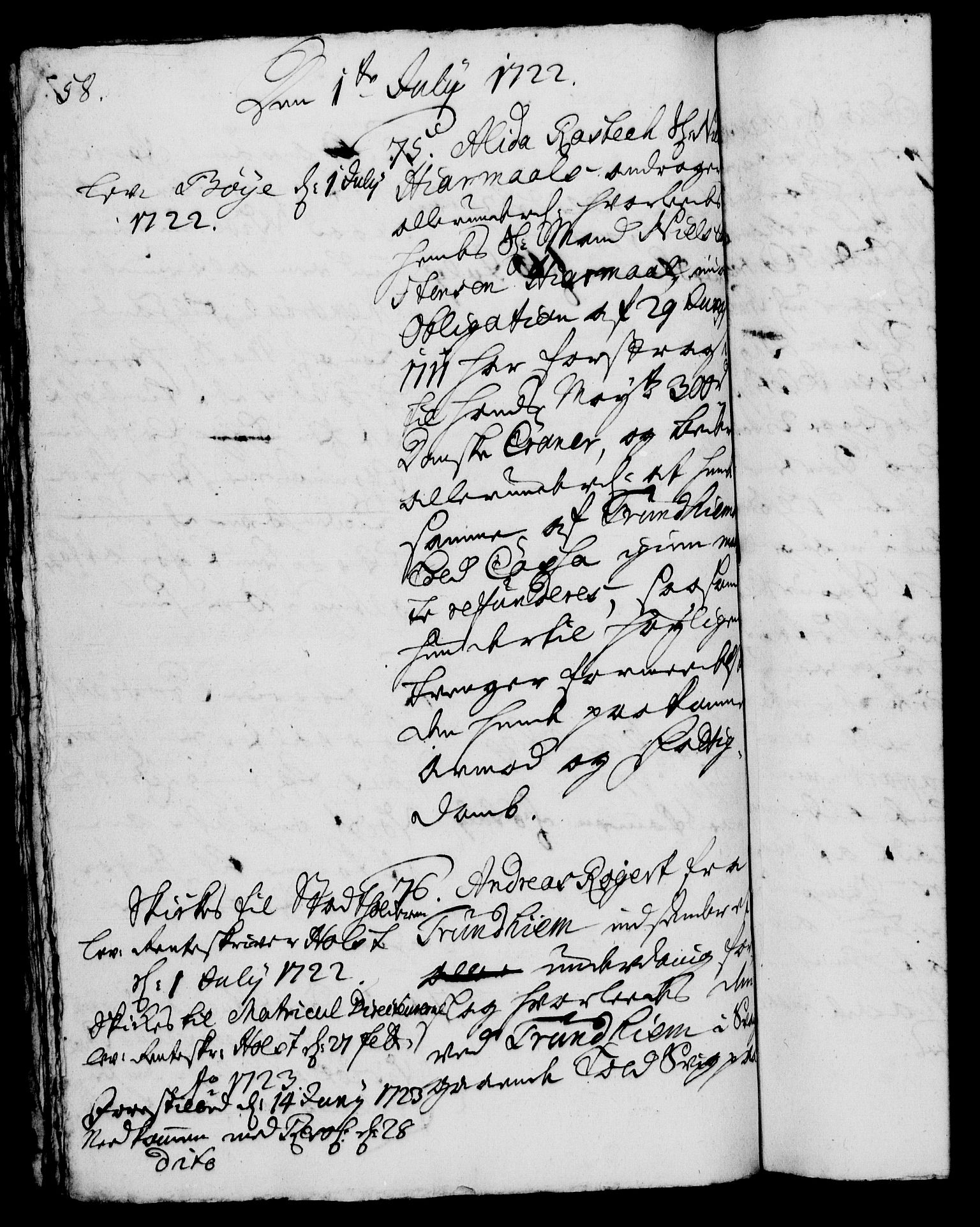 Rentekammeret, Kammerkanselliet, RA/EA-3111/G/Gh/Gha/L0005: Norsk ekstraktmemorialprotokoll (merket RK 53.50), 1721-1723, s. 58