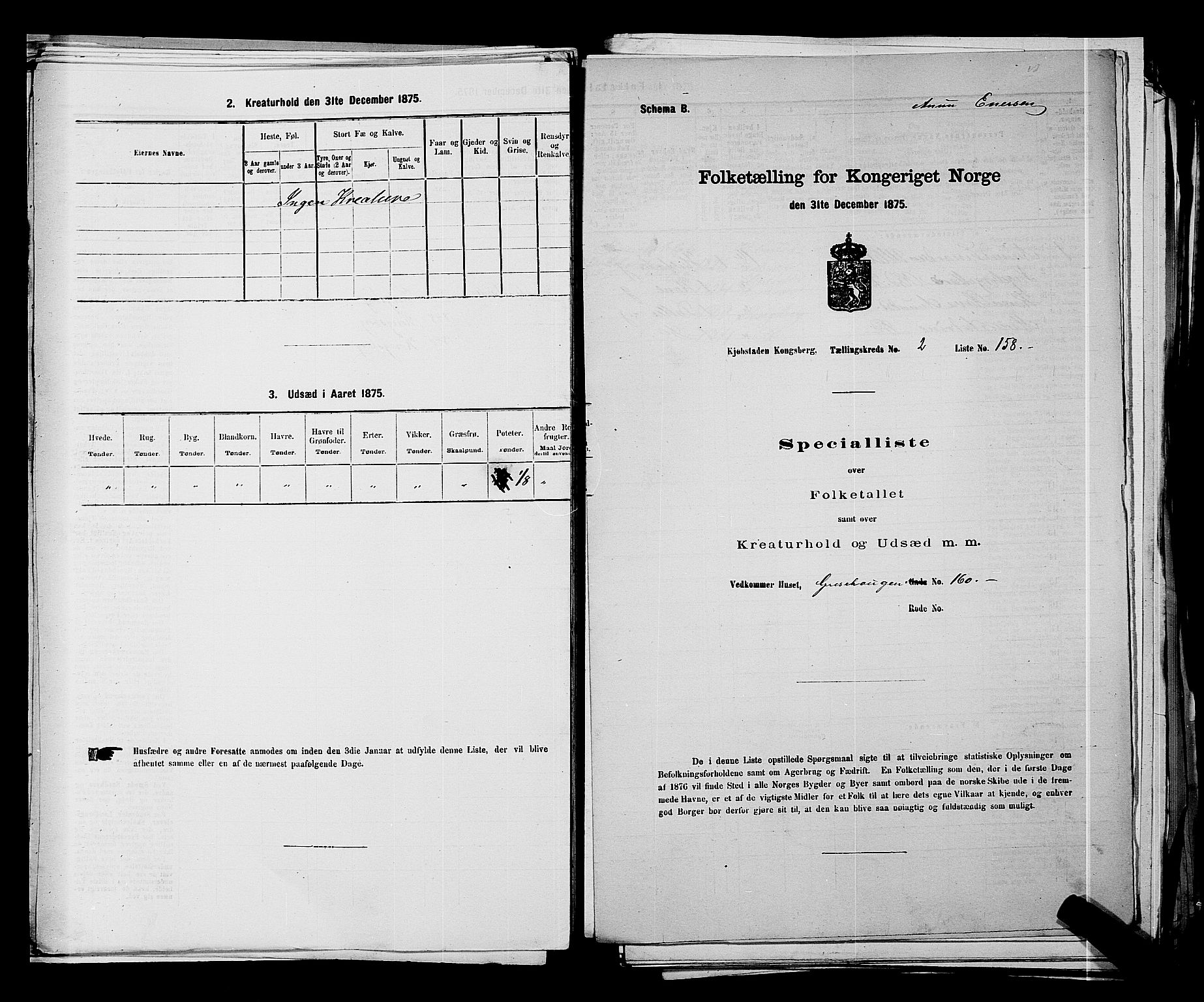 SAKO, Folketelling 1875 for 0604B Kongsberg prestegjeld, Kongsberg kjøpstad, 1875, s. 373