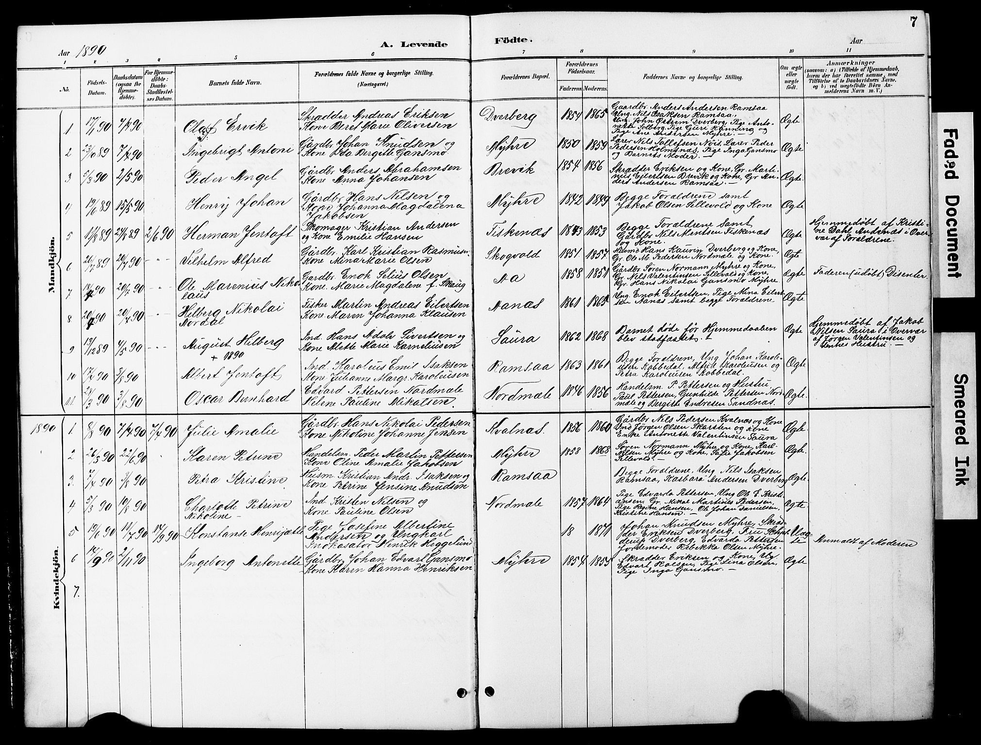 Ministerialprotokoller, klokkerbøker og fødselsregistre - Nordland, AV/SAT-A-1459/897/L1413: Klokkerbok nr. 897C03, 1887-1903, s. 7