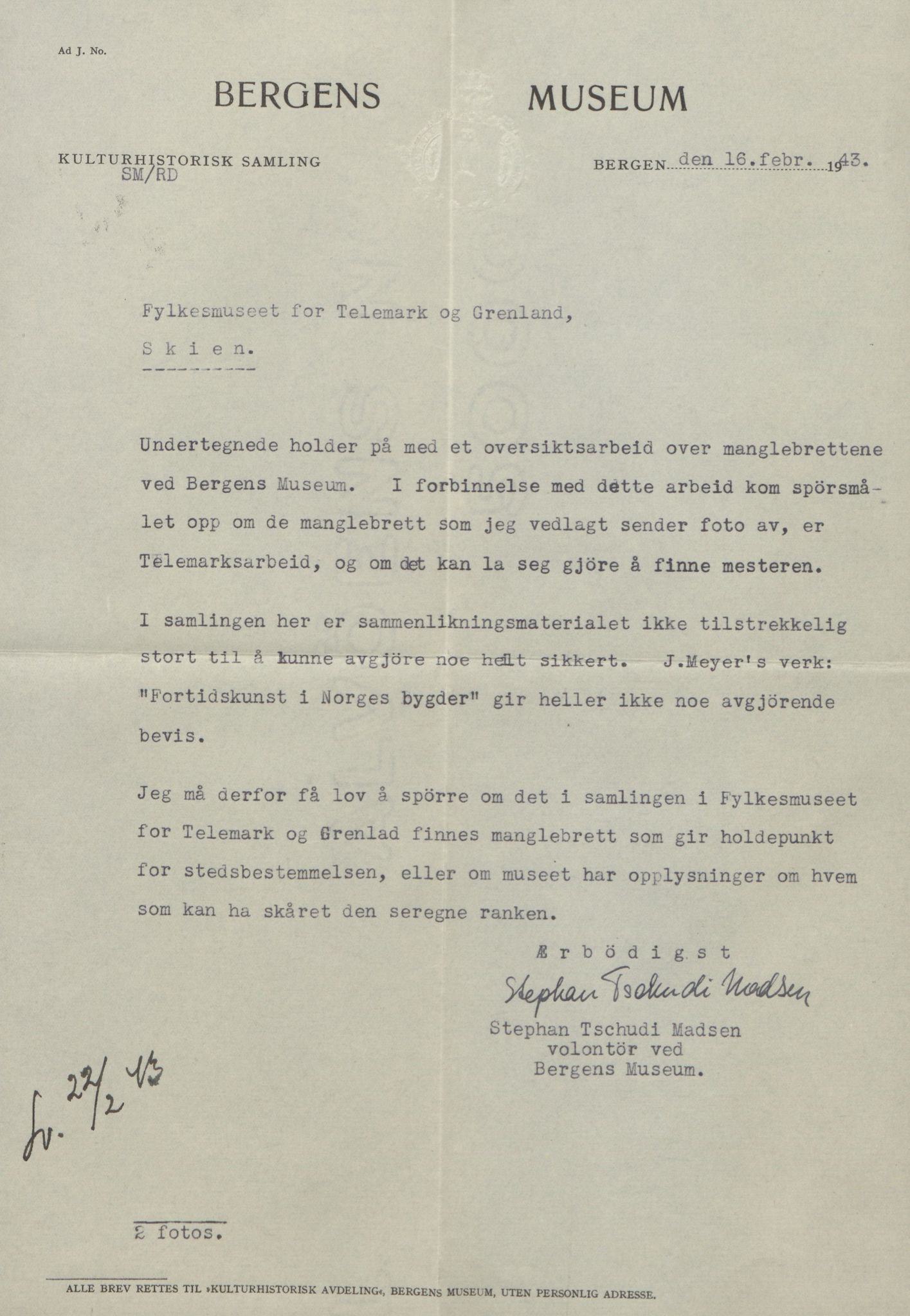 Rikard Berge, TEMU/TGM-A-1003/F/L0017/0044: 551-599 / 594 Brev, avisutklypp og lause blad, 1935-1943