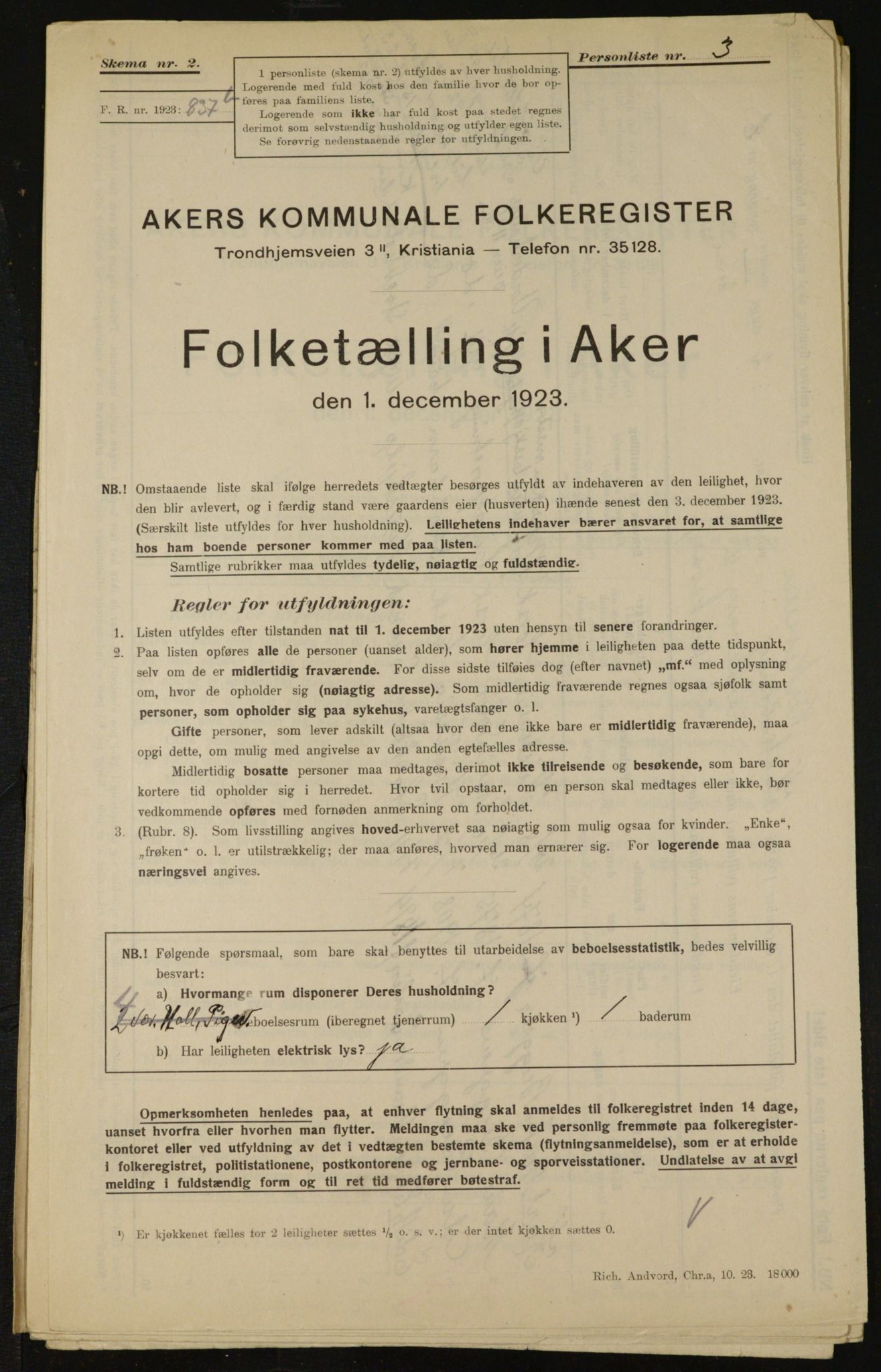 , Kommunal folketelling 1.12.1923 for Aker, 1923, s. 12907