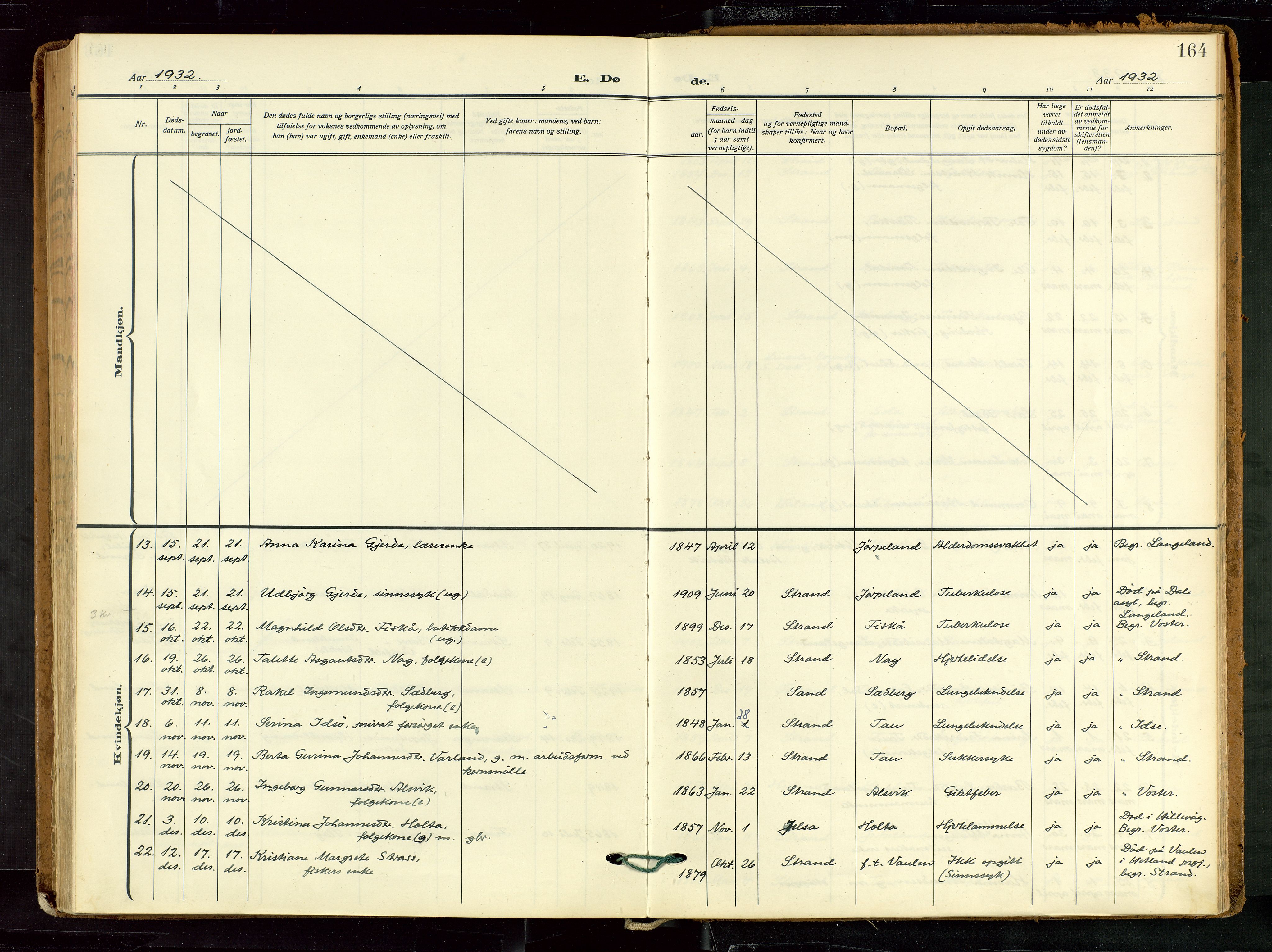 Strand sokneprestkontor, SAST/A-101828/H/Ha/Haa/L0012: Ministerialbok nr. A 12, 1927-1946, s. 164