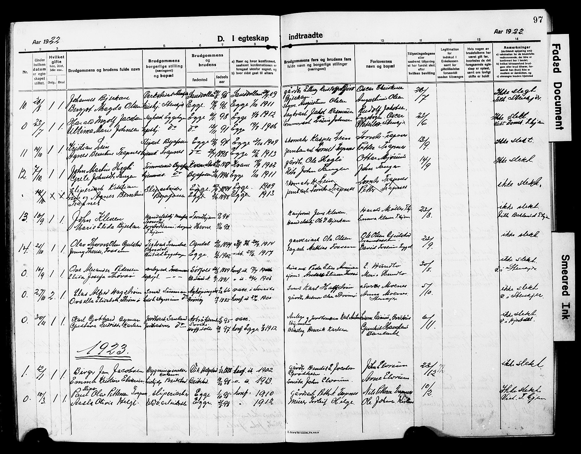 Ministerialprotokoller, klokkerbøker og fødselsregistre - Nord-Trøndelag, SAT/A-1458/740/L0382: Klokkerbok nr. 740C03, 1915-1927, s. 97