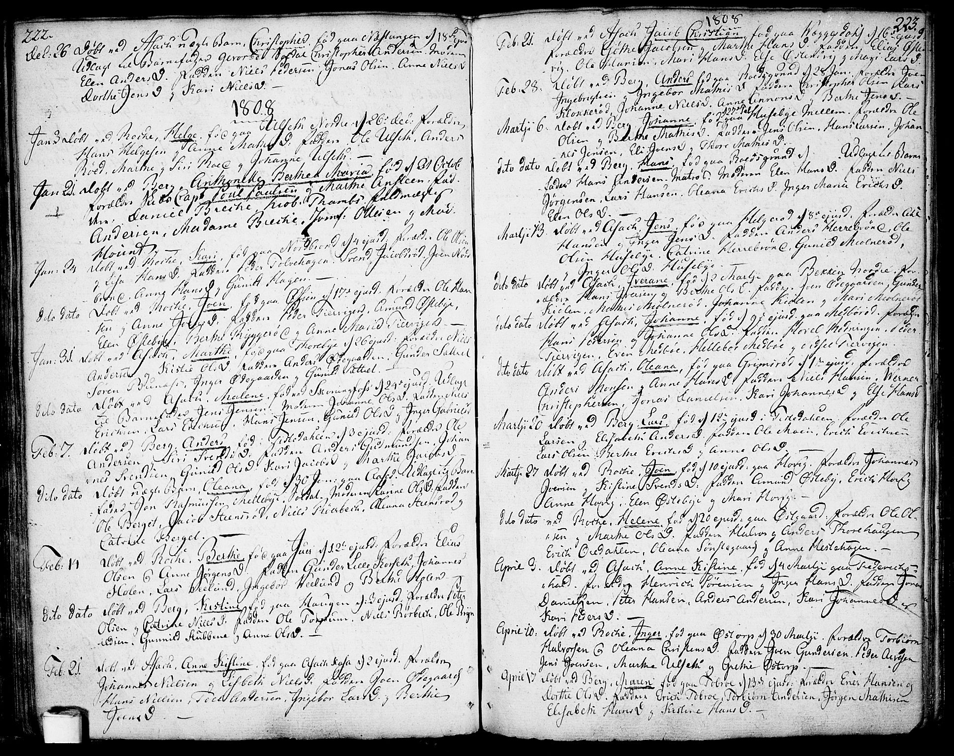 Berg prestekontor Kirkebøker, AV/SAO-A-10902/F/Fa/L0001: Ministerialbok nr. I 1, 1770-1814, s. 222-223