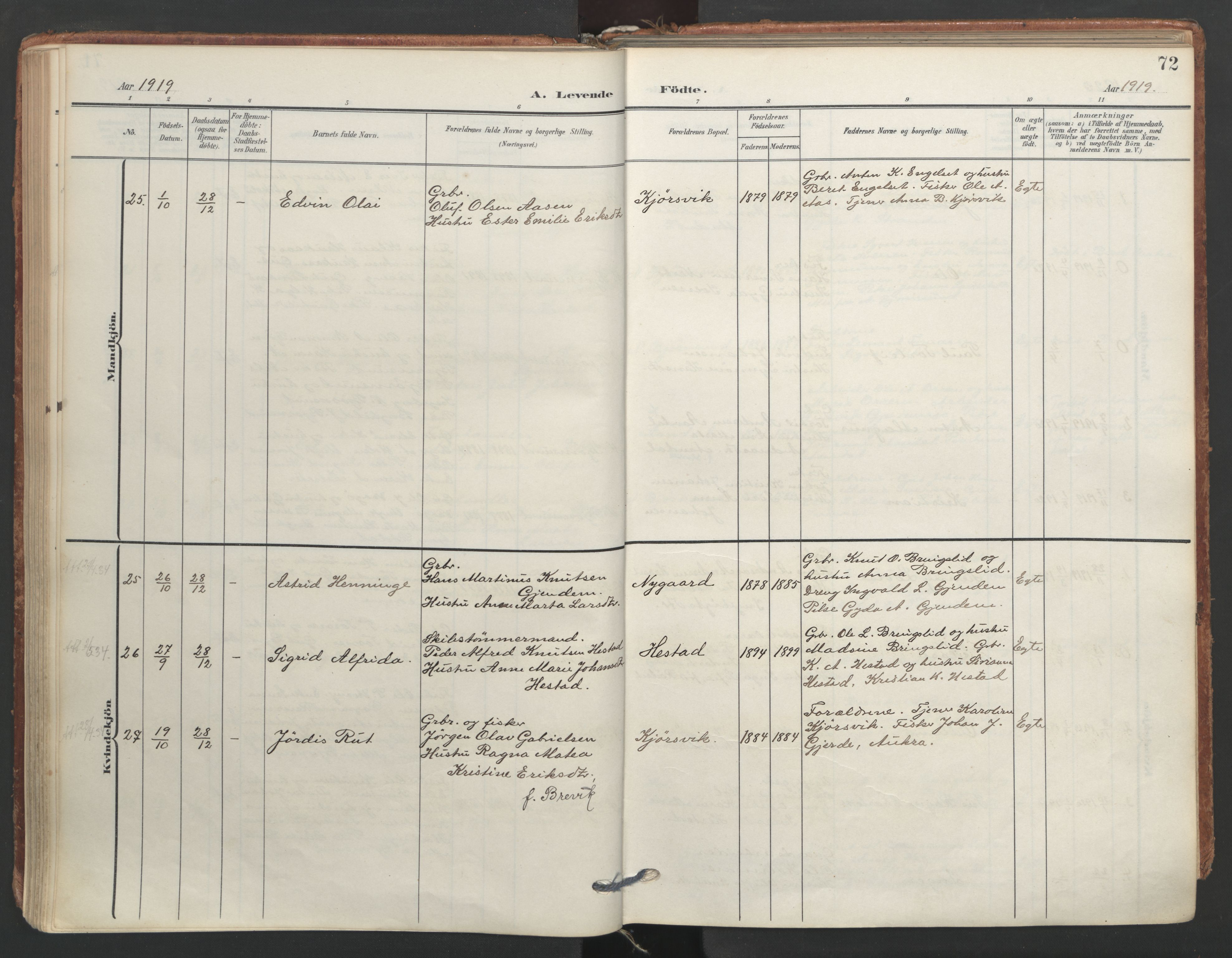 Ministerialprotokoller, klokkerbøker og fødselsregistre - Møre og Romsdal, SAT/A-1454/565/L0751: Ministerialbok nr. 565A05, 1905-1979, s. 72