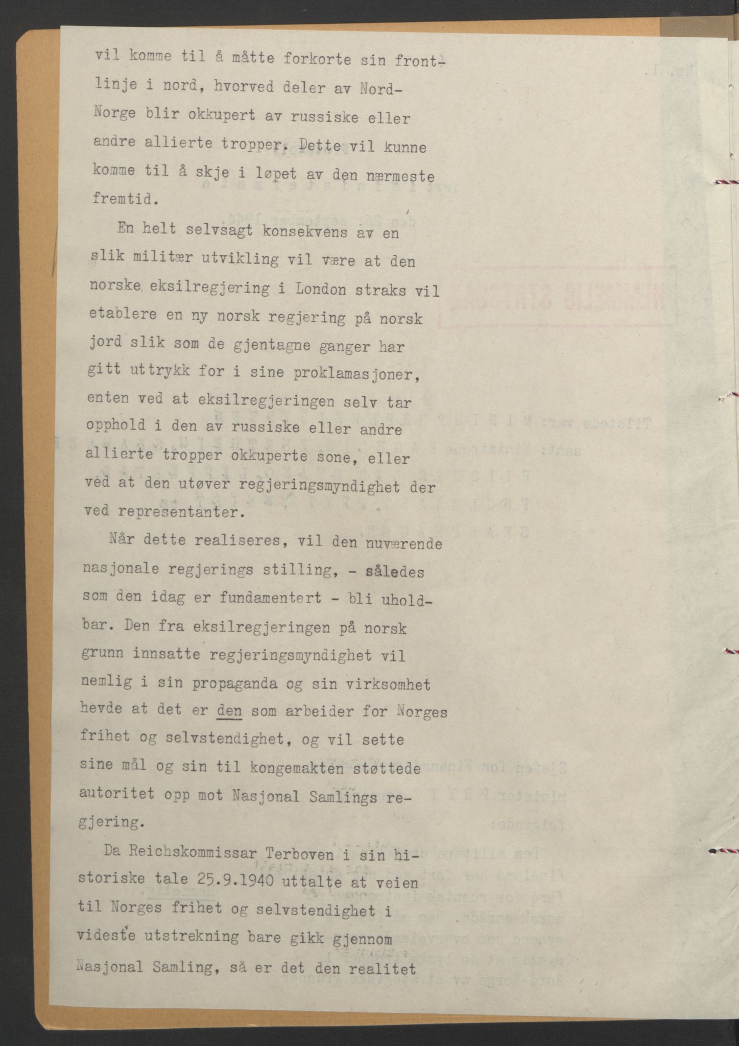 NS-administrasjonen 1940-1945 (Statsrådsekretariatet, de kommisariske statsråder mm), AV/RA-S-4279/D/Db/L0111/0003: Saker fra krigsårene / Journal, 1940-1945, s. 170