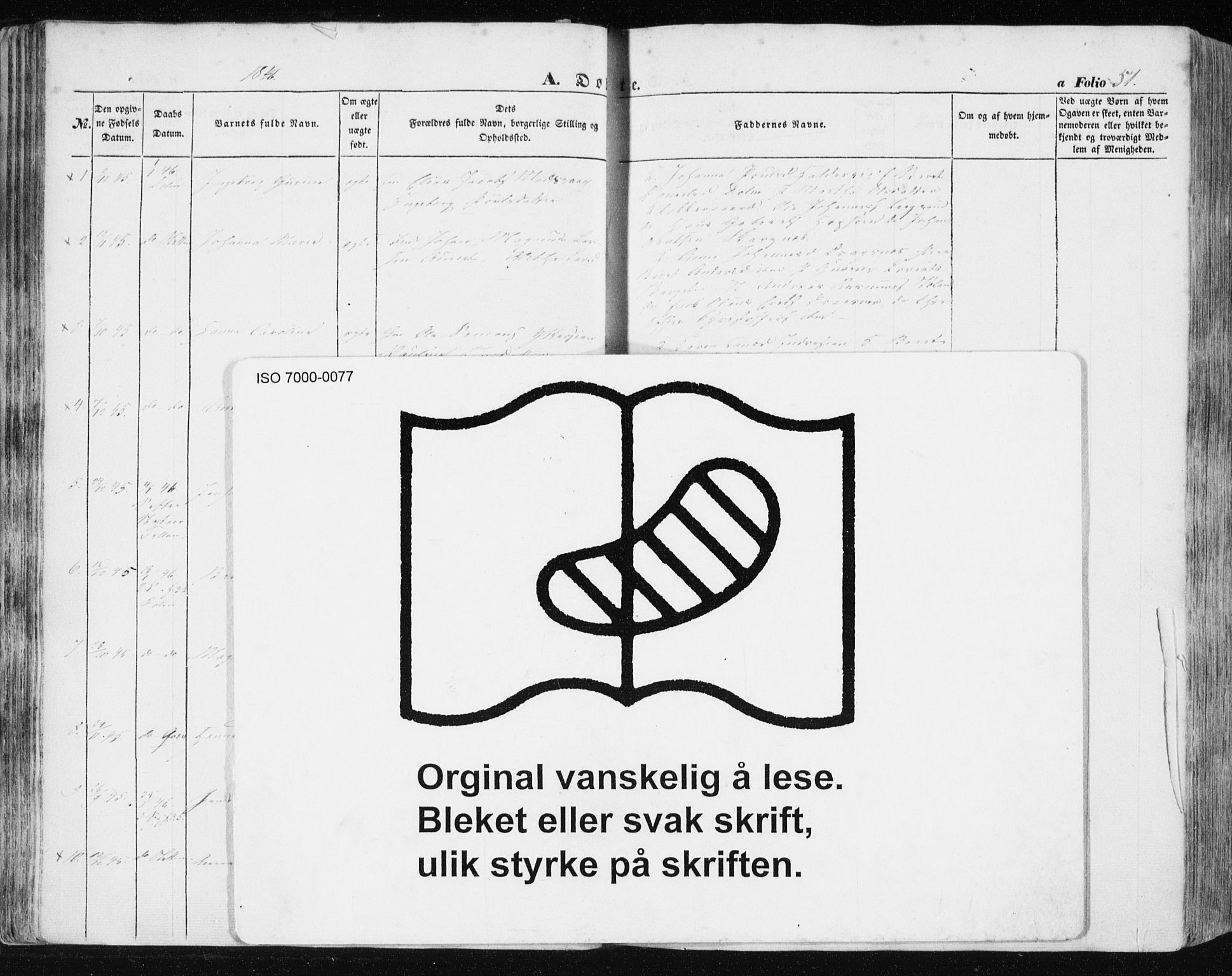 Ministerialprotokoller, klokkerbøker og fødselsregistre - Sør-Trøndelag, AV/SAT-A-1456/634/L0529: Ministerialbok nr. 634A05, 1843-1851, s. 51